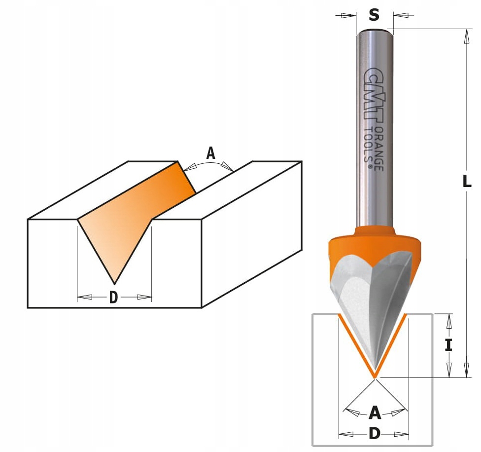 CMT FREZ TRZPIENIOWY LITERUJĄCY GRAWEROWANIA DREWNA 60° 12,7MM 958.001.11