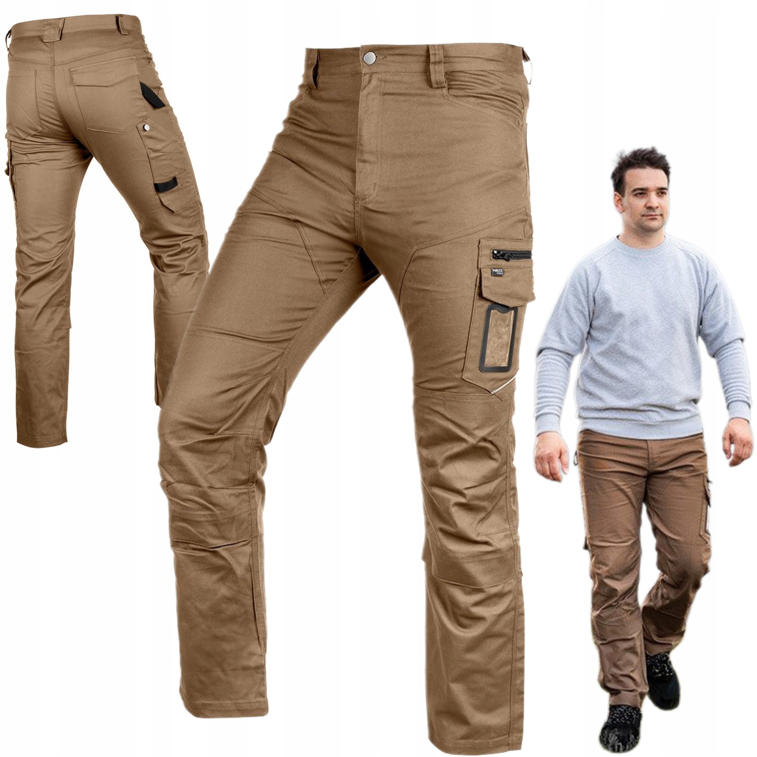 NEO SPODNIE ROBOCZE MIX&MATCH CANVAS BRĄZOWE XXL/58 280G/M2 81-287-1-XXXL