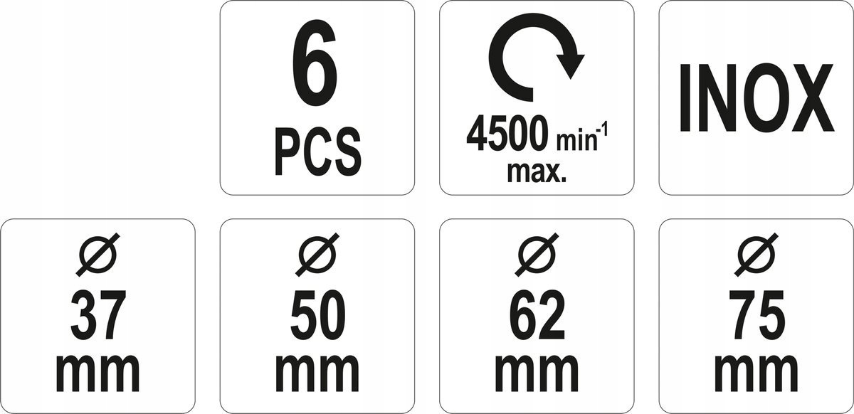 YATO KOMPLET ZESTAW SZCZOTEK DRUCIANYCH INOX Z TRZPIENIEM 6 SZTUK YT-47593