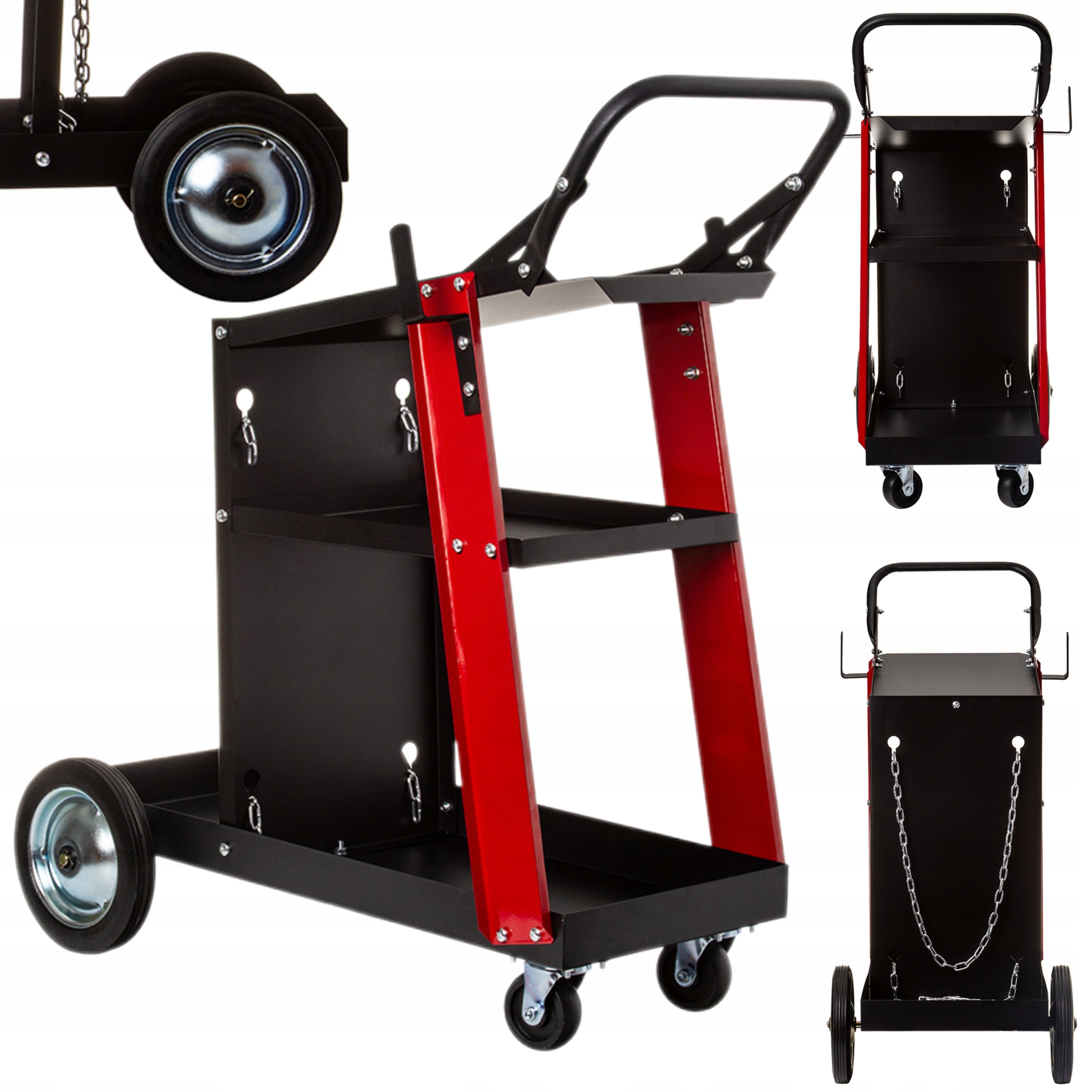 WÓZEK SPAWALNICZY 3 PÓŁKI DO 60KG Z PÓŁKĄ NA BUTLE MAR-POL M66610R