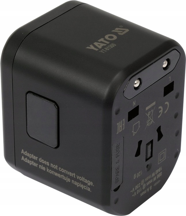 UNIWERSALNY ADAPTER PODRÓŻNY Z SZYBKĄ ŁADOWARKĄ YATO YT-81300 USB USB-C USA
