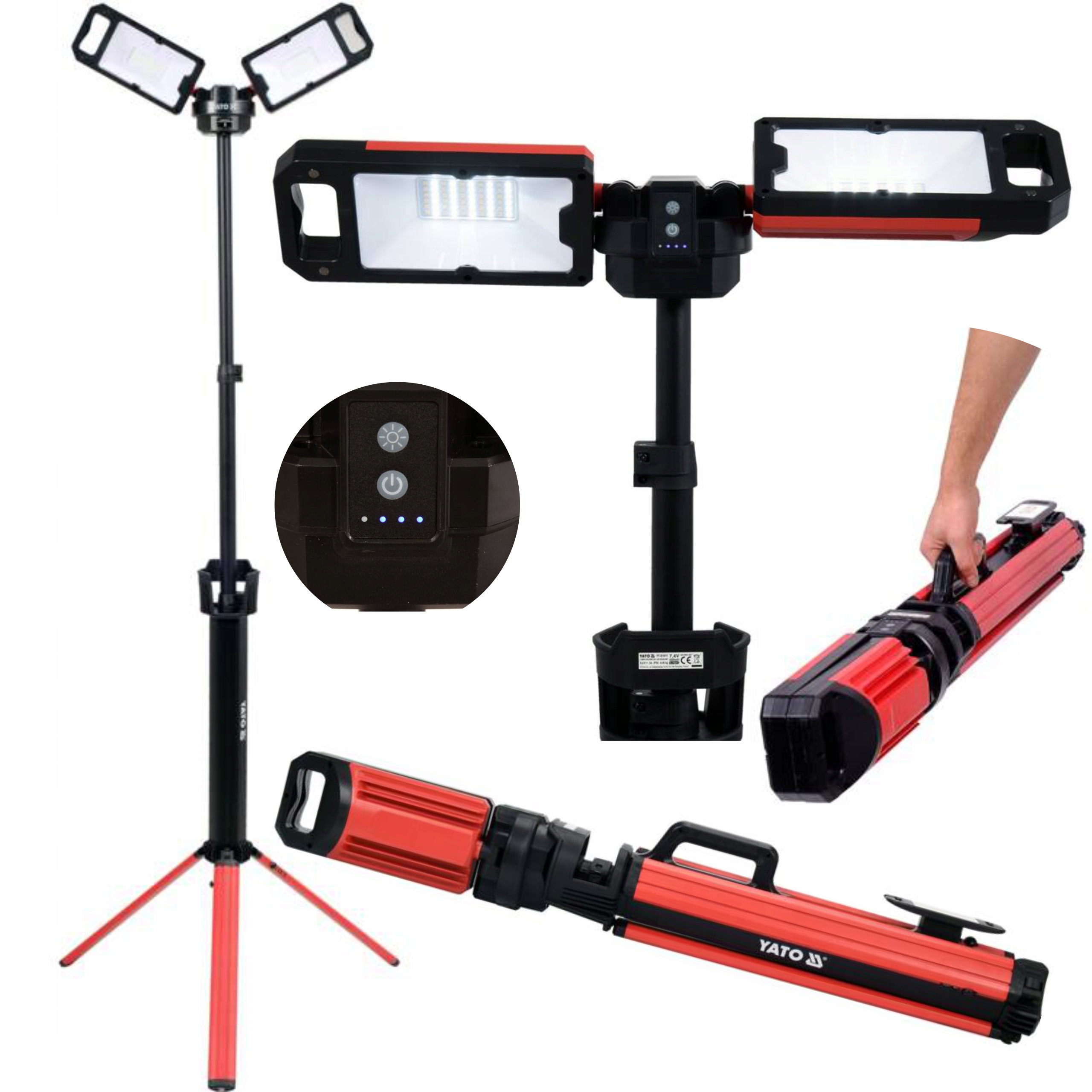 YATO REFLEKTOR LED PRZENOŚNY 5000LM SIEĆ/AKUMULATOR STATYW WALIZKA YT-81811