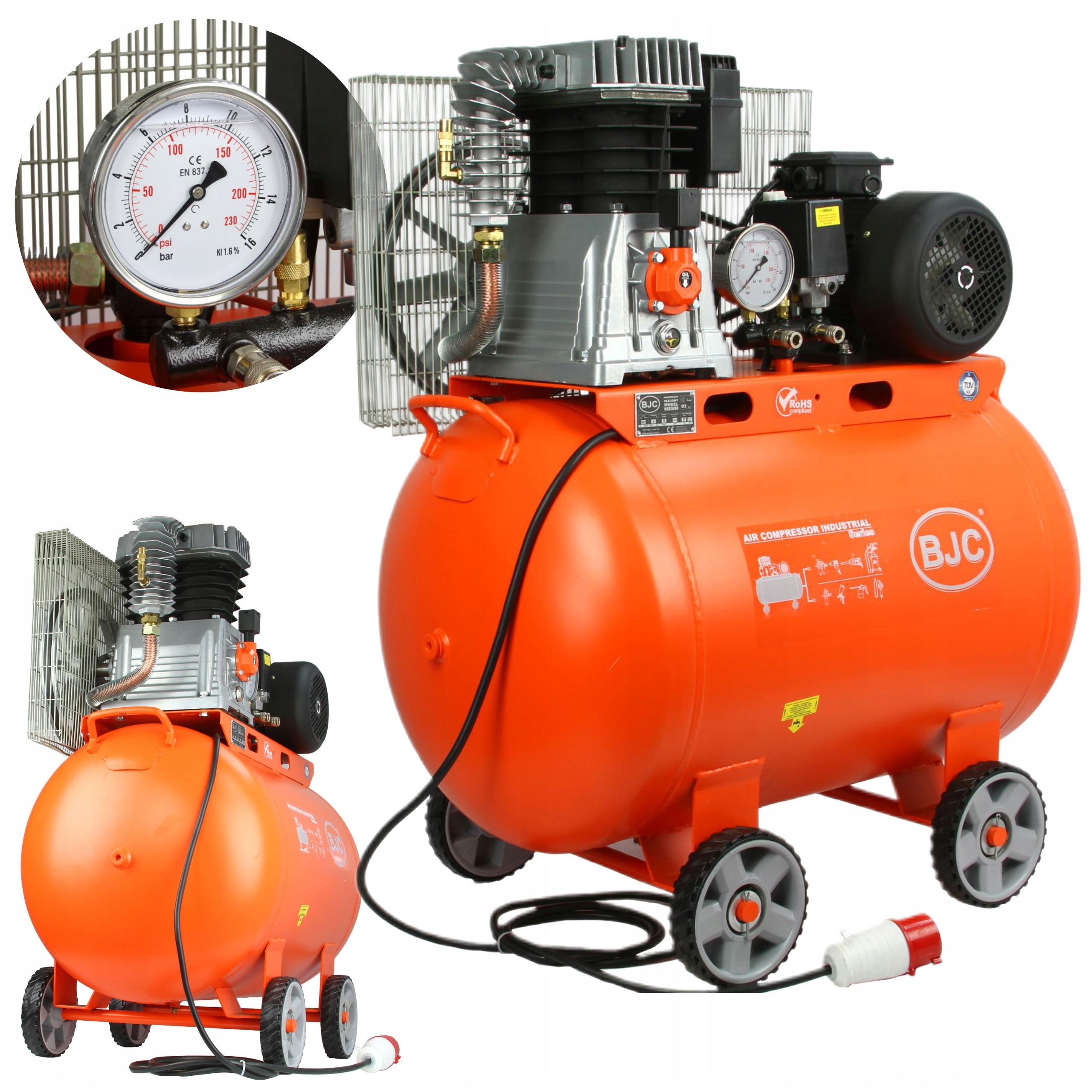 KOMPRESOR 4 kW / 5,5 KM 2 TŁOK 400V ZBIORNIK 200L Z2090 10 Bar BJC B88030