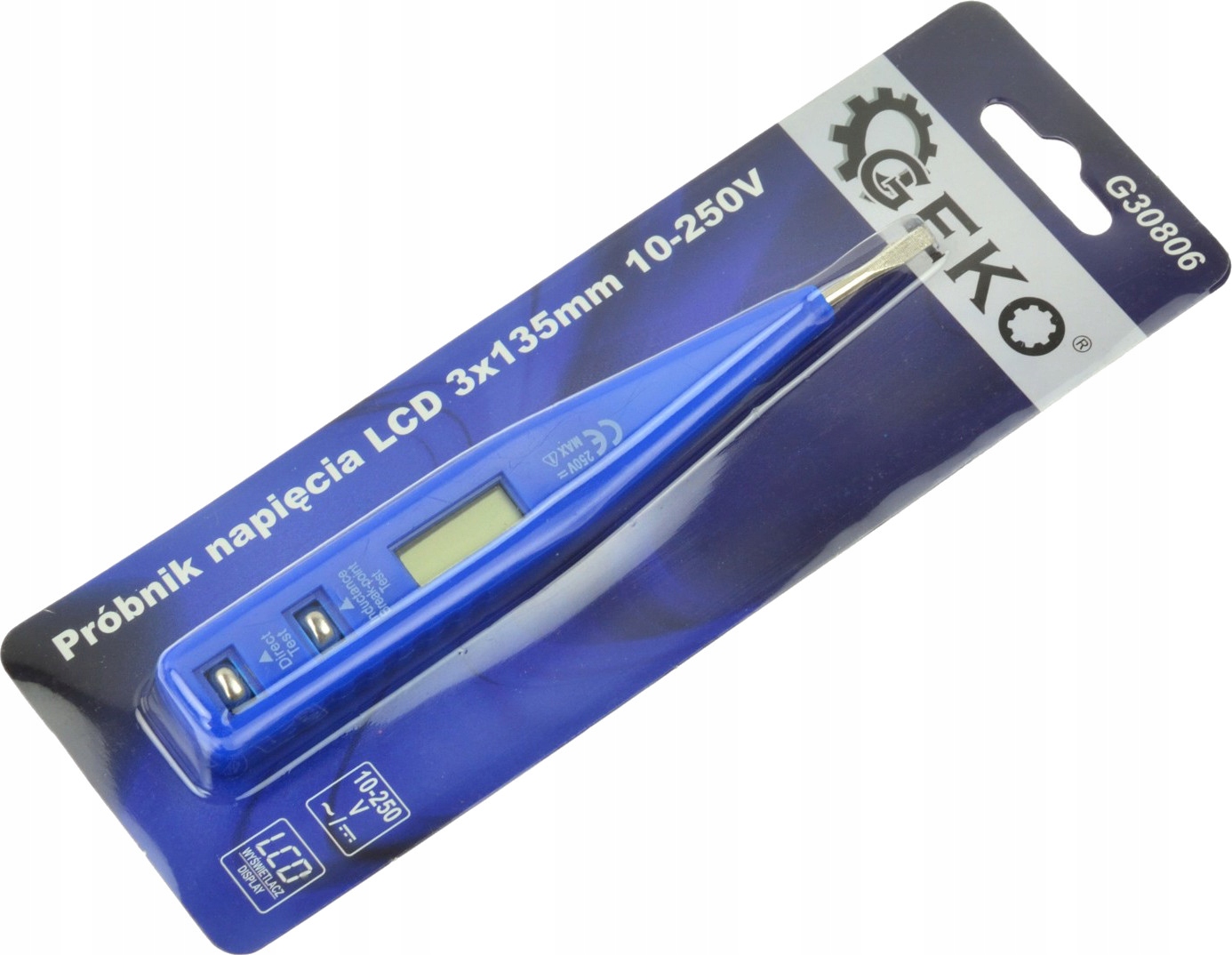 G30806 PRÓBNIK MIERNIK NAPIĘCIA LCD 3X135MM 12-250V 50-500 HZ G30806
