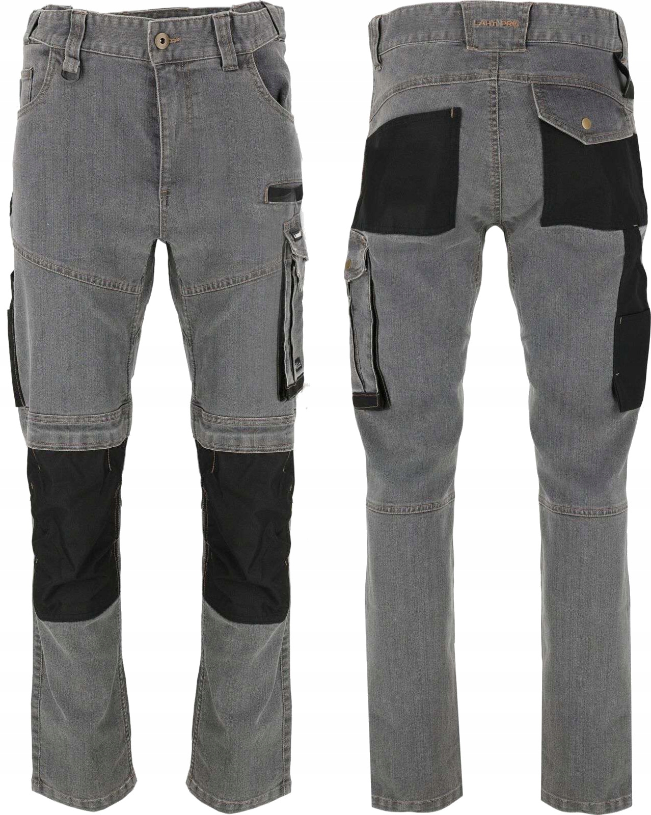 LAHTI PRO SPODNIE ROBOCZE JEANSOWE STRETCH SLIM FIT WZMOCNIANIE r. XL