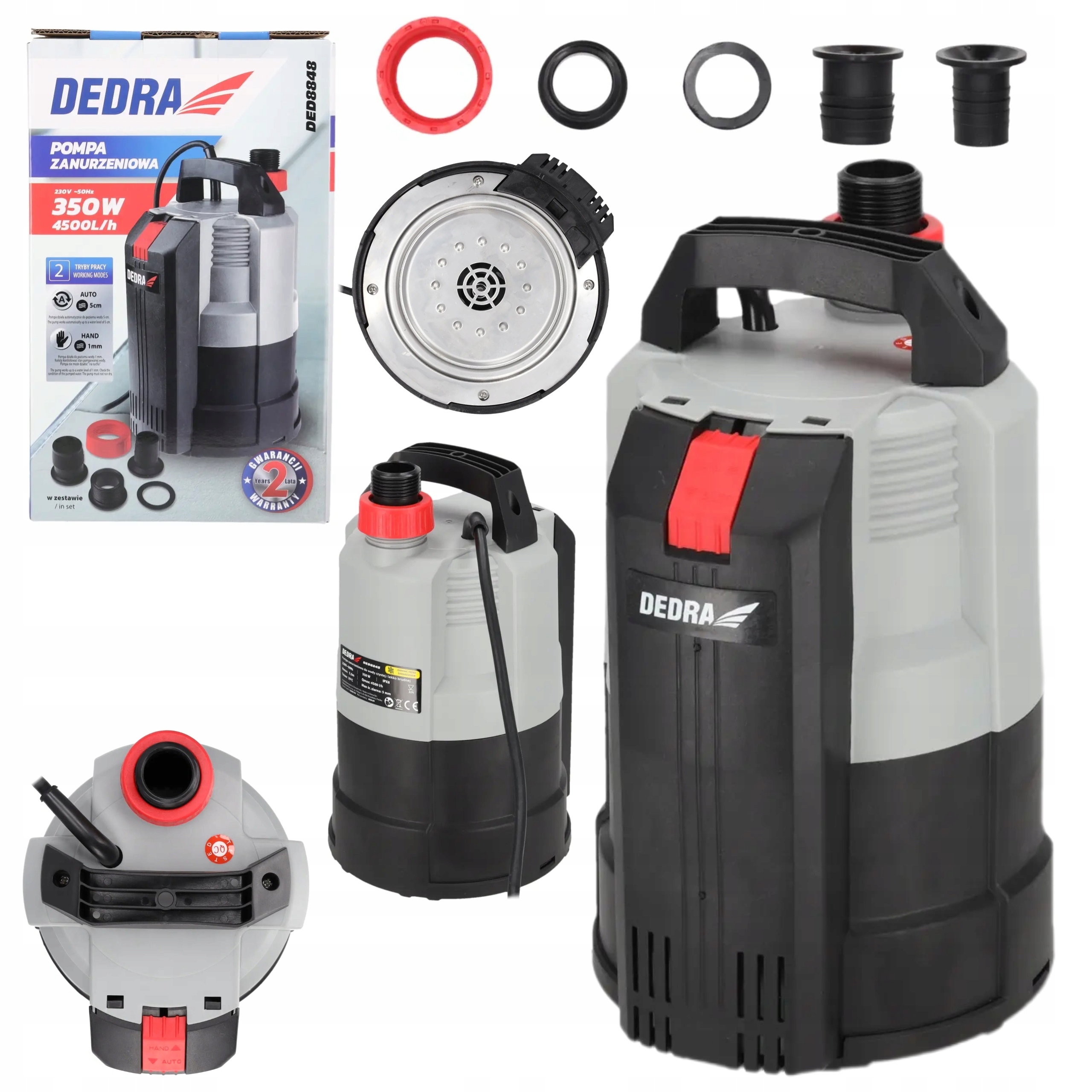 DEDRA POMPA DO WODY CZYSTEJ BRUDNEJ IPX8 4500 l/h 350W DED8848