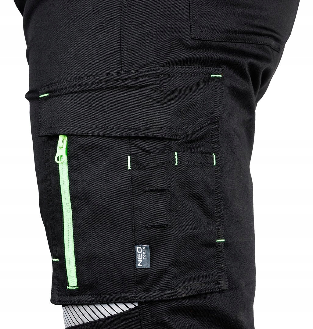 NEO SPODNIE ROBOCZE MIX&MATCH CE ODBŁASKOWE WARSZTATOWE CZARNE 81-351-1 L