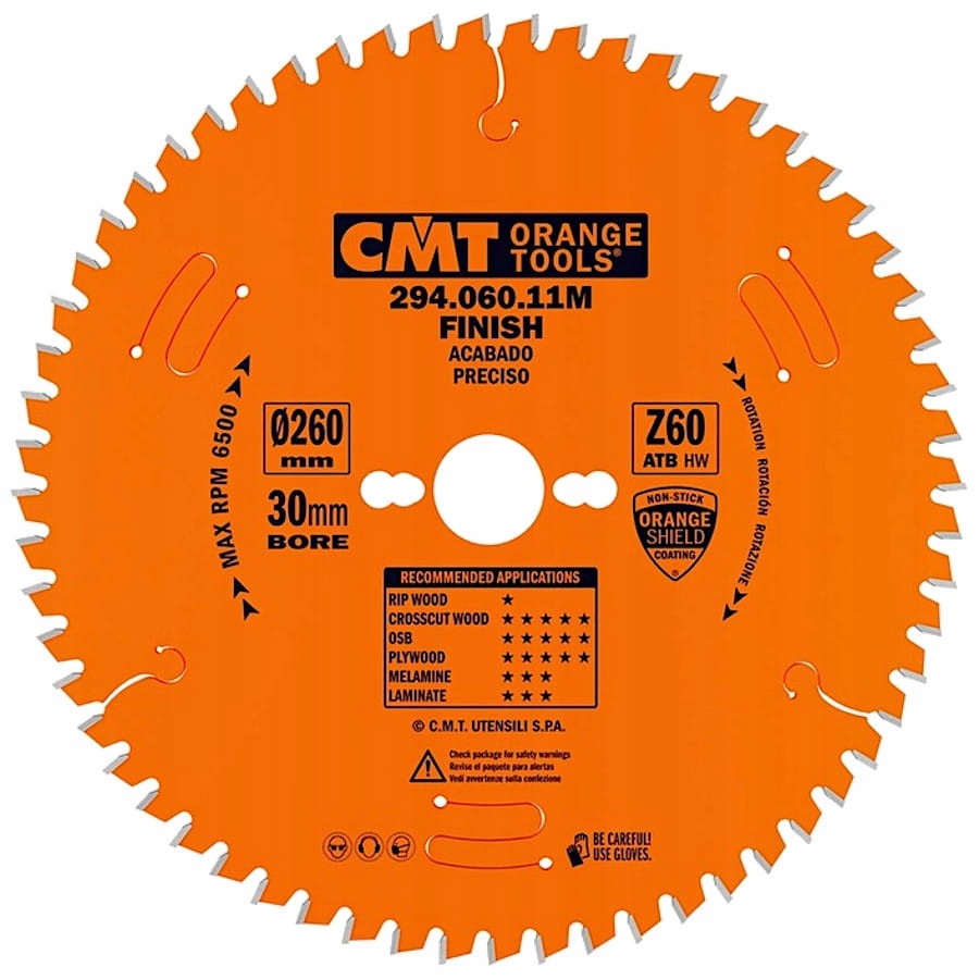 CMT TARCZA PIŁA DREWNA CIĘCIE POPRZECZNE WZDŁUŻNE 260x30mm 60Z 294.060.11M