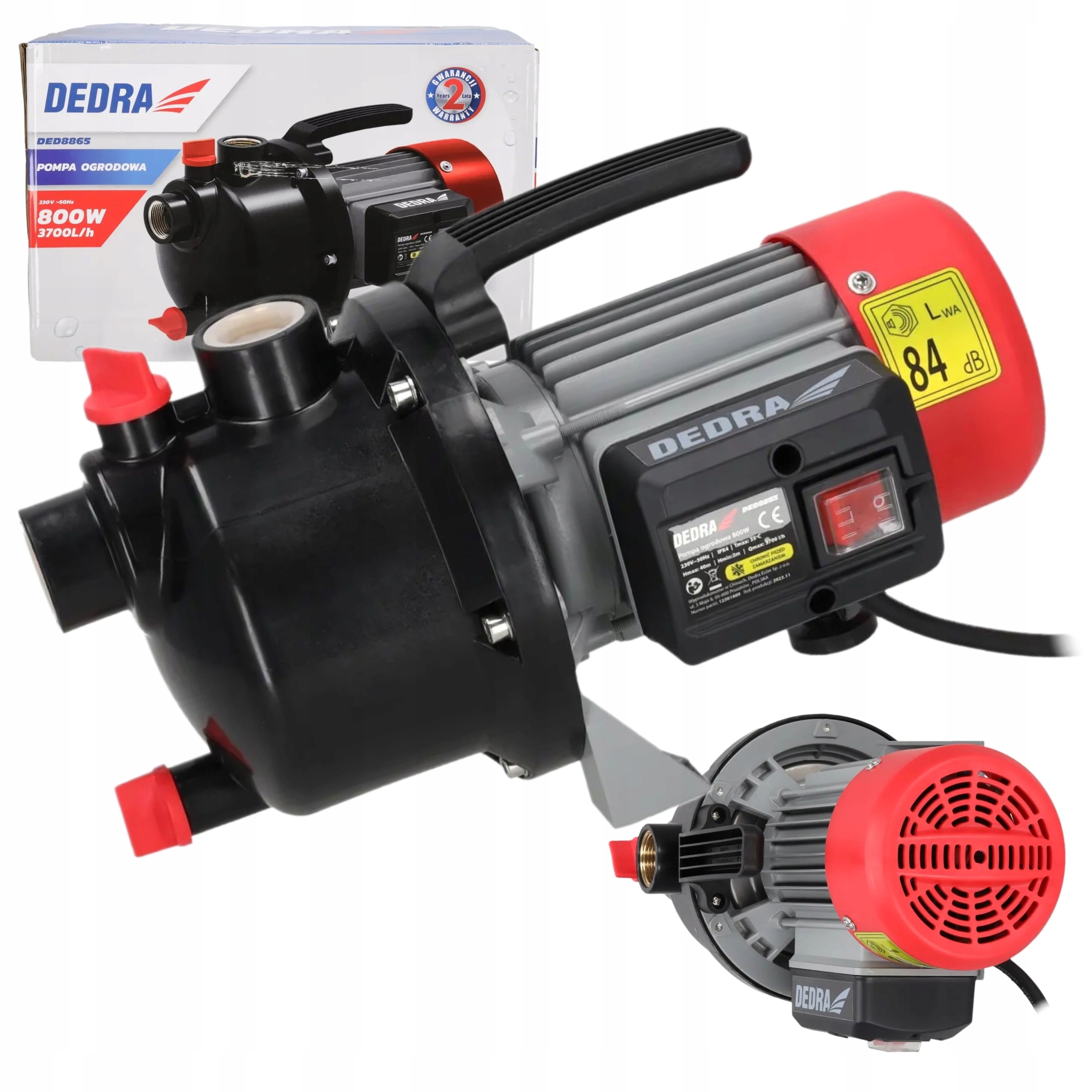 DEDRA POMPA OGRODOWA NAWADNIANIE DO WODY CZYSTEJ 230V 800W 1" DED8865