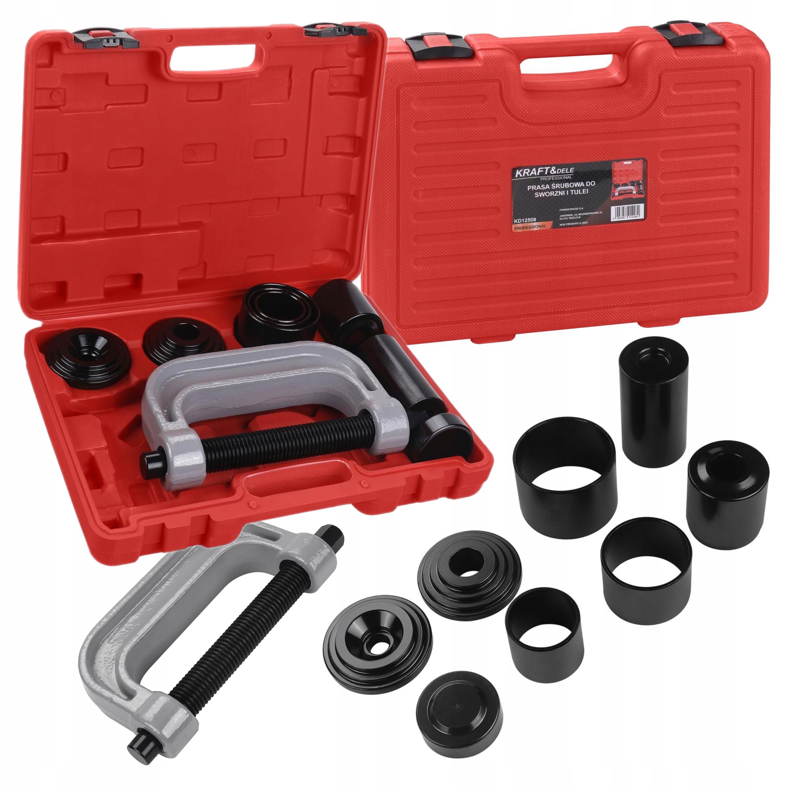 KRAFT&DELE PRASA ŚRUBOWA DO SWORZNI I TULEI 9 ELEMENTÓW WALIZKA KD12508