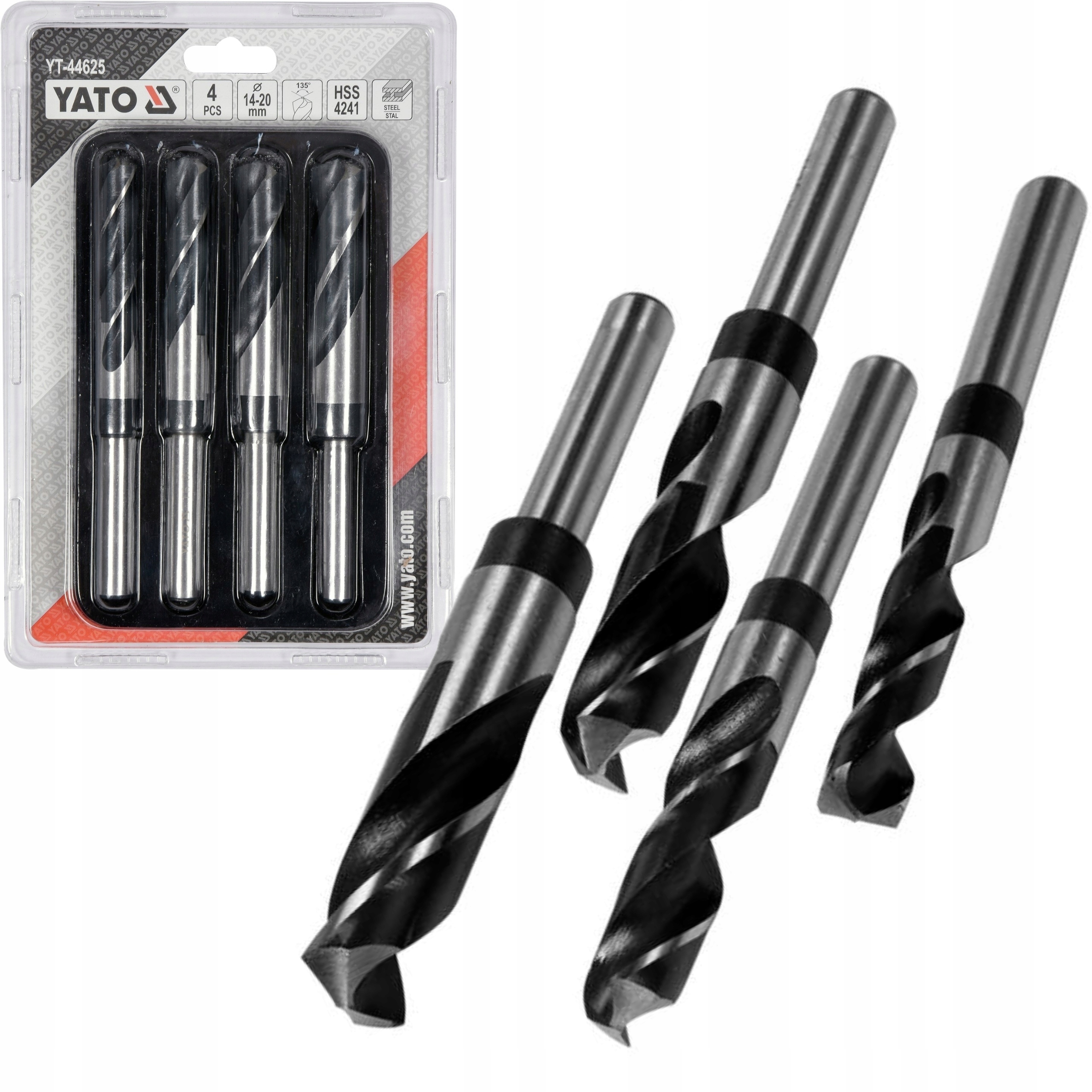 YATO ZESTAW WIERTEŁ METALU WIERTŁO HSS 4el 14-20MM +PUDEŁKO YT-44625