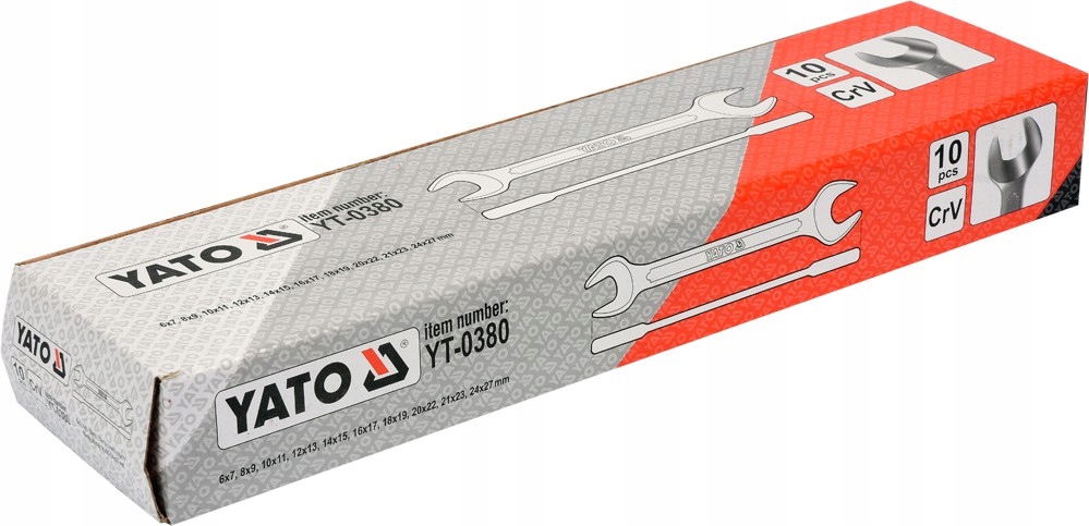 YATO KLUCZE PŁASKIE 6-27 10 SZT YT-0380 SATYNA ZESTAW POLEROWANE PŁACHTA