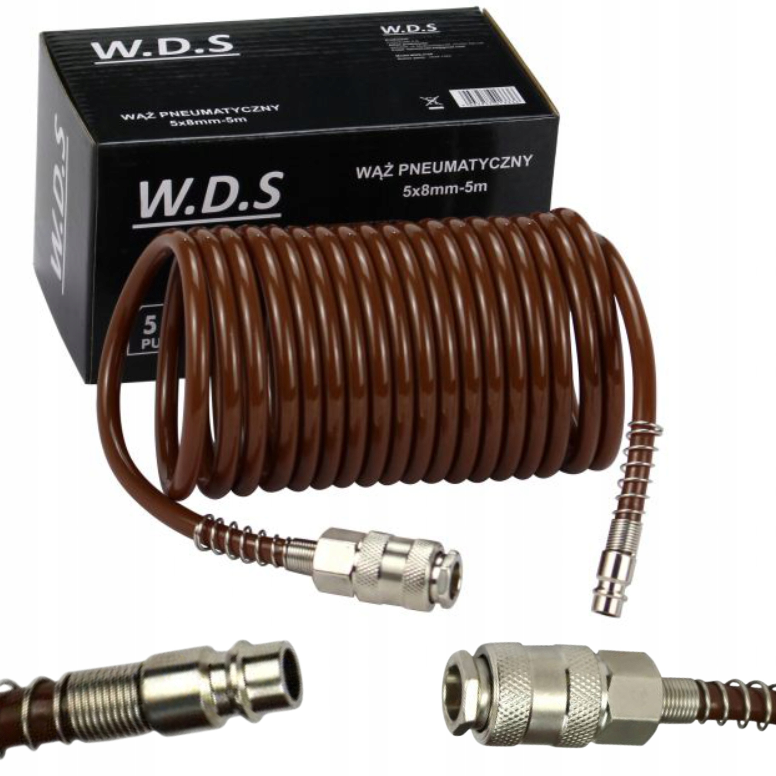 WĄŻ PNEUMATYCZNY DO SPRĘŻARKI 5X8MM 5M 8 BAR SPIRALNY KRAFT&DELE WDS2154