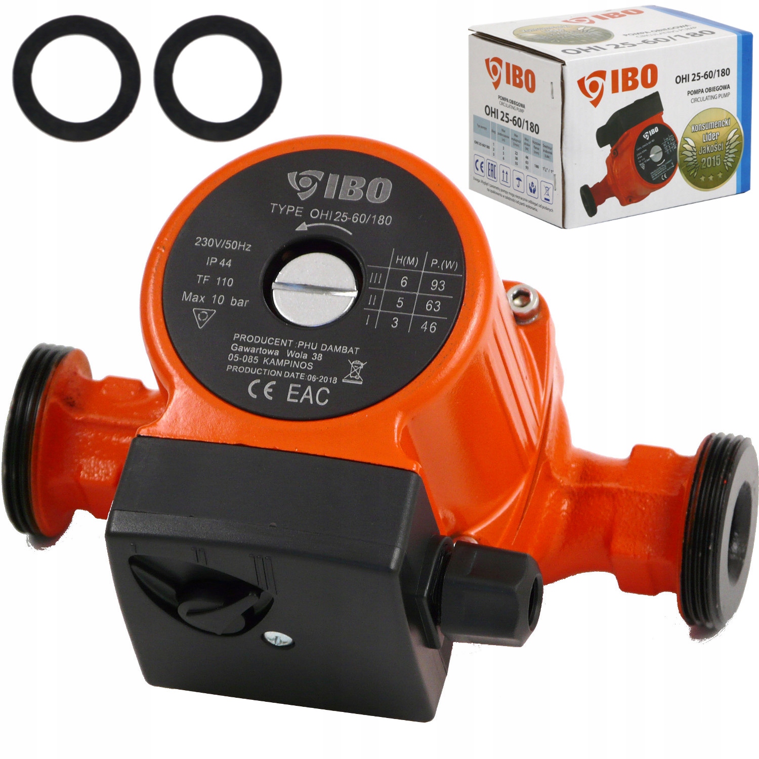 IBO OHI 25-60/180 POMPA OBIEGOWA CYRKULACYJNA SOLIDNA MOCNA WYDAJNA 93W