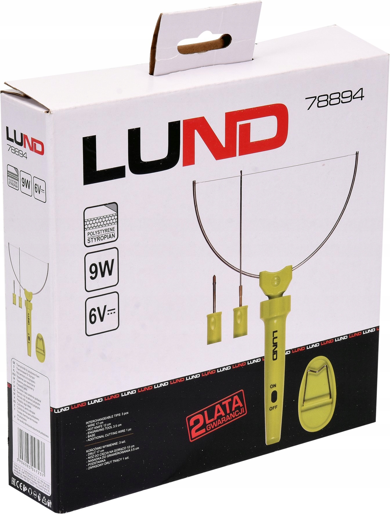 LUND NÓŻ TERMICZNY DO CIĘCIA STYROPIANU MATERIAŁÓW IZOLACYJNYCH 9W 6V 78894