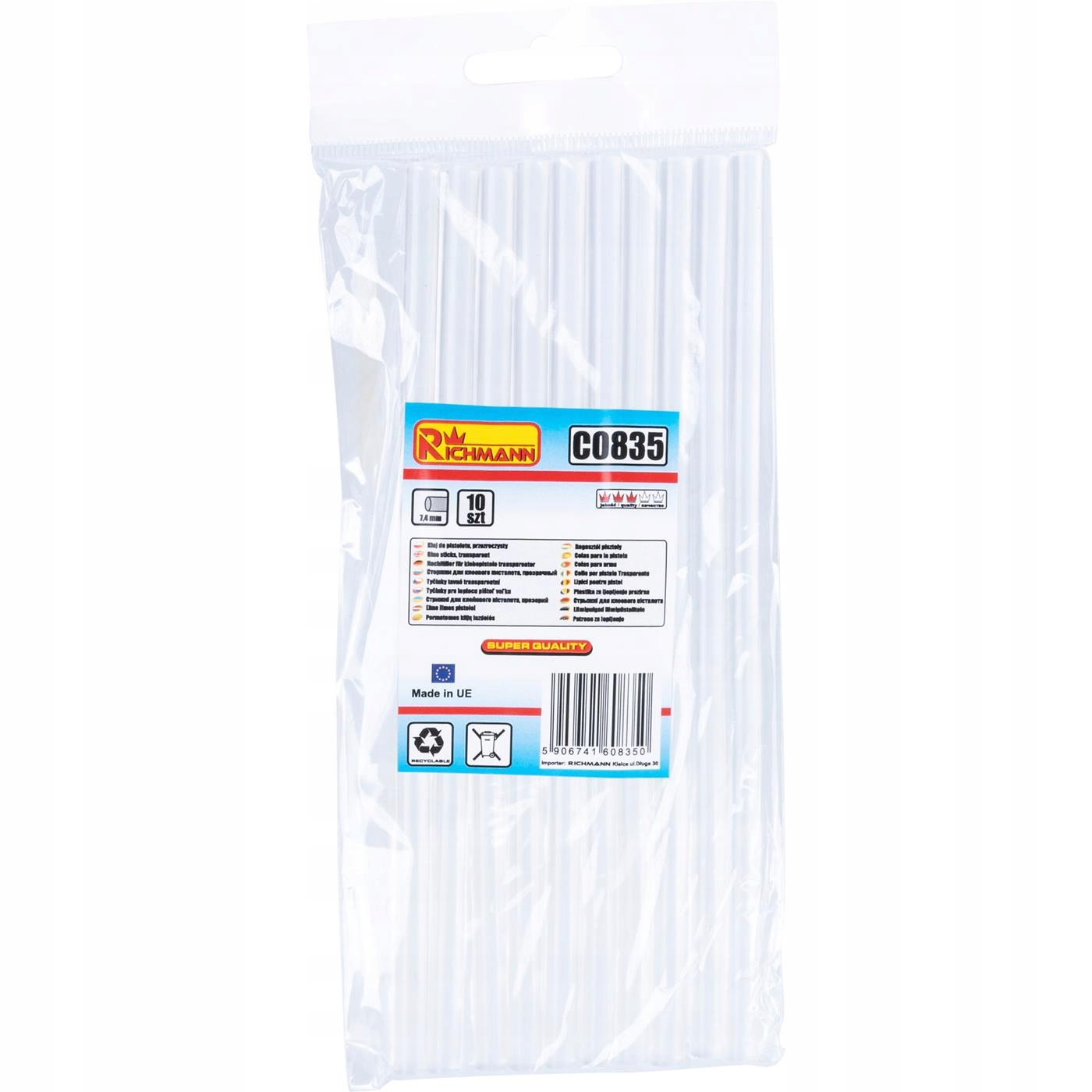 RICHMANN ZESTAW 10 SZTUK KLEJ DO PISTOLETÓW PRZEZROCZYSTY 7,4 MM 91G C0835