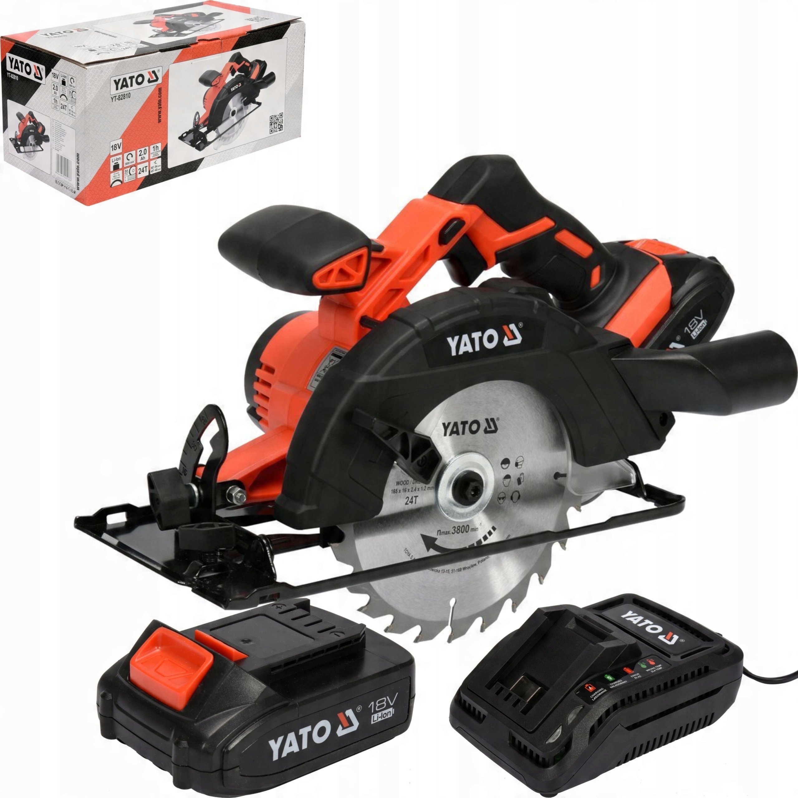 YATO YT-82810 PILARKA TARCZOWA PIŁA165mm AKUMULATOROWA 18V +2Ah KRAJZEGA