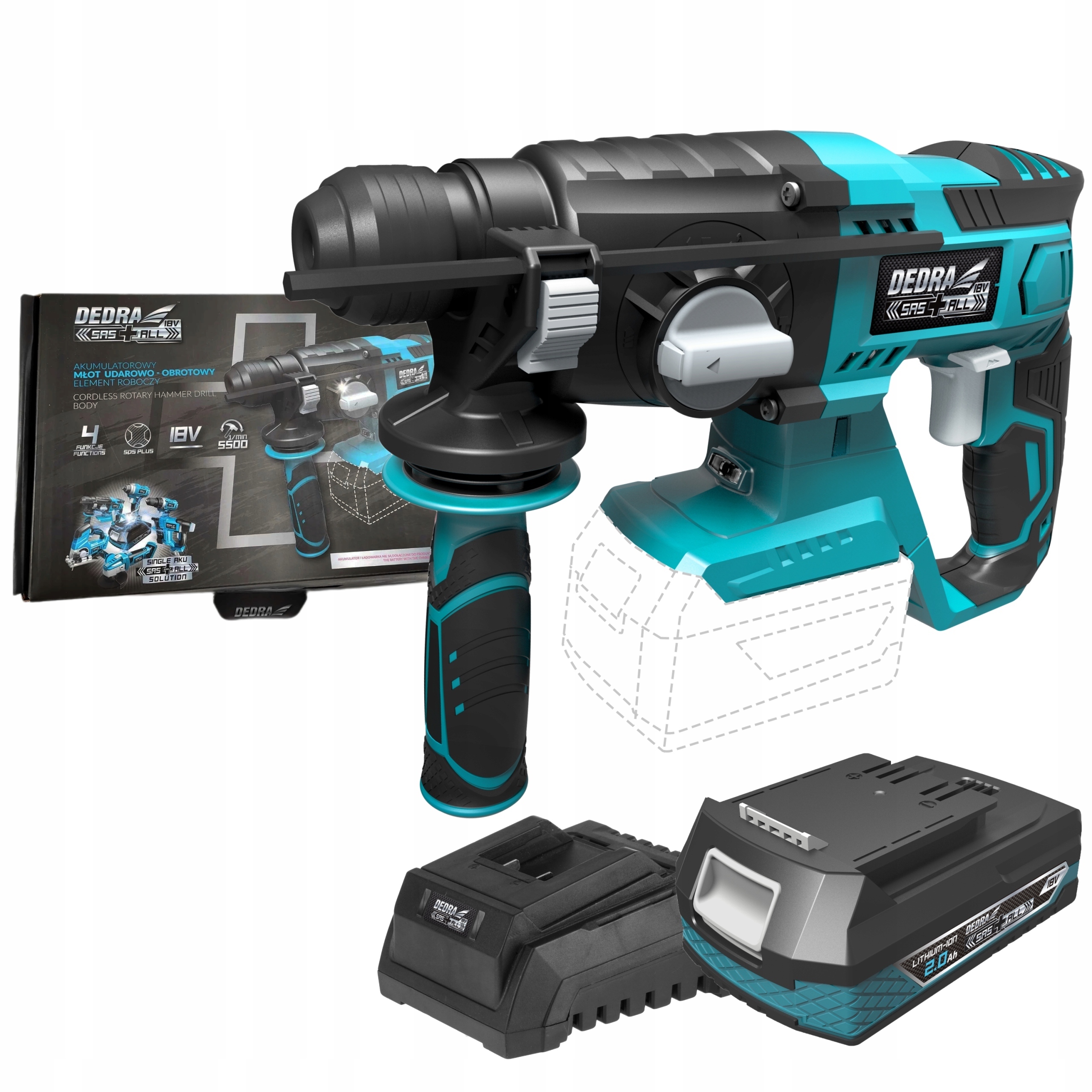 DEDRA MŁOTOWIERTARKA UDAROWA 18V 1,8J SAS+ALL +2Ah