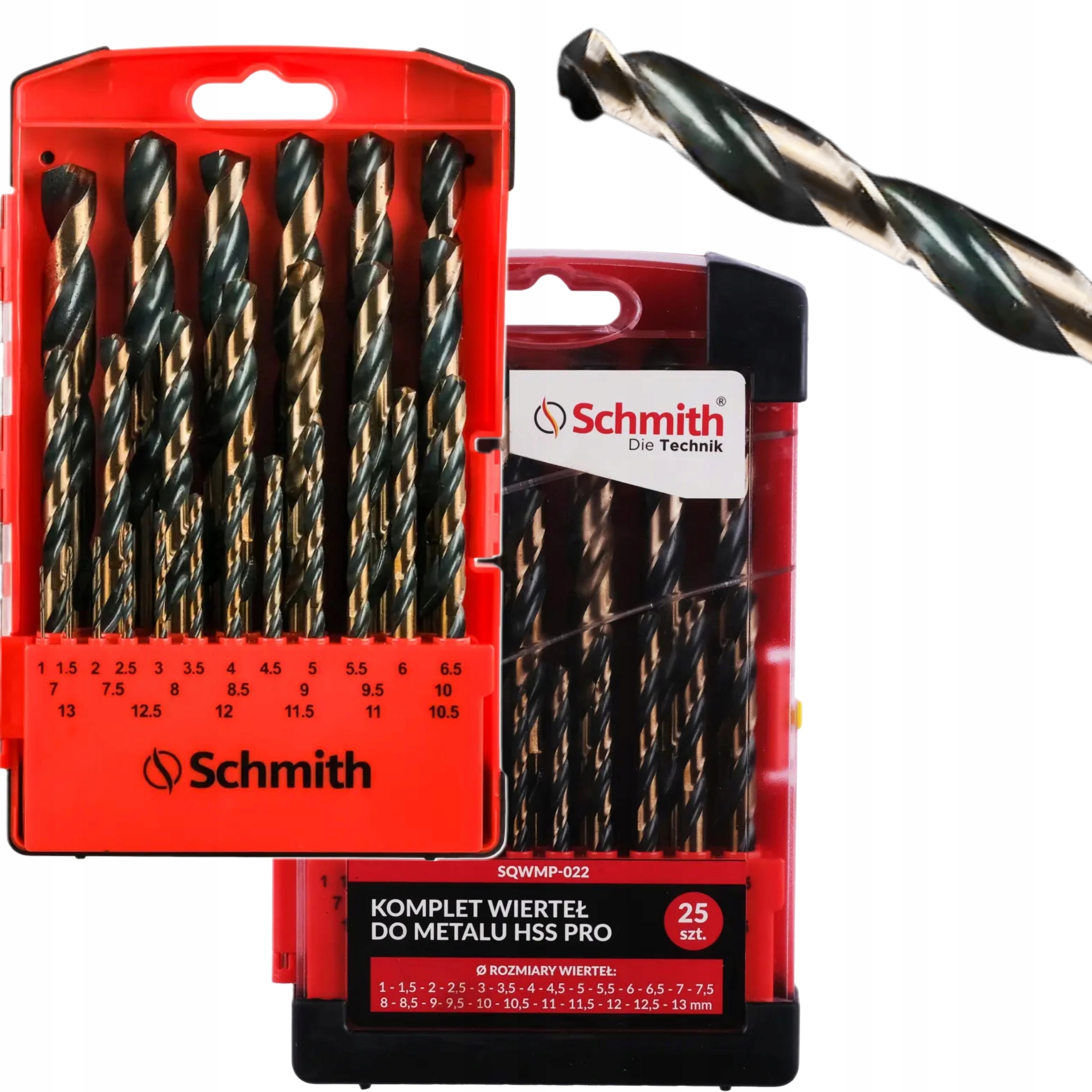 SCHMITH ZESTAW WIERTEŁ DO METALU HSS PRO 25 SZT WALIZKA SQWMP-022