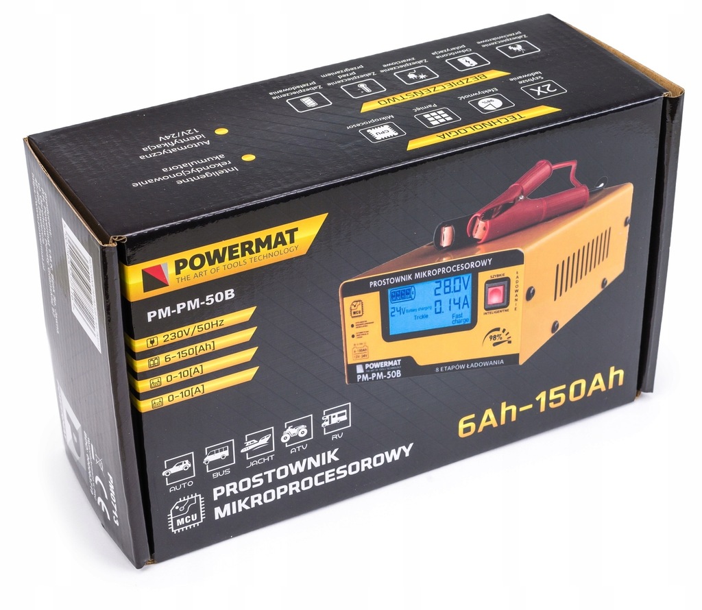 PROSTOWNIK MIKROPROCESOROWY AKUMULATOROWY 12V 24V CZYTELNY WYŚWIETLACZ LCD