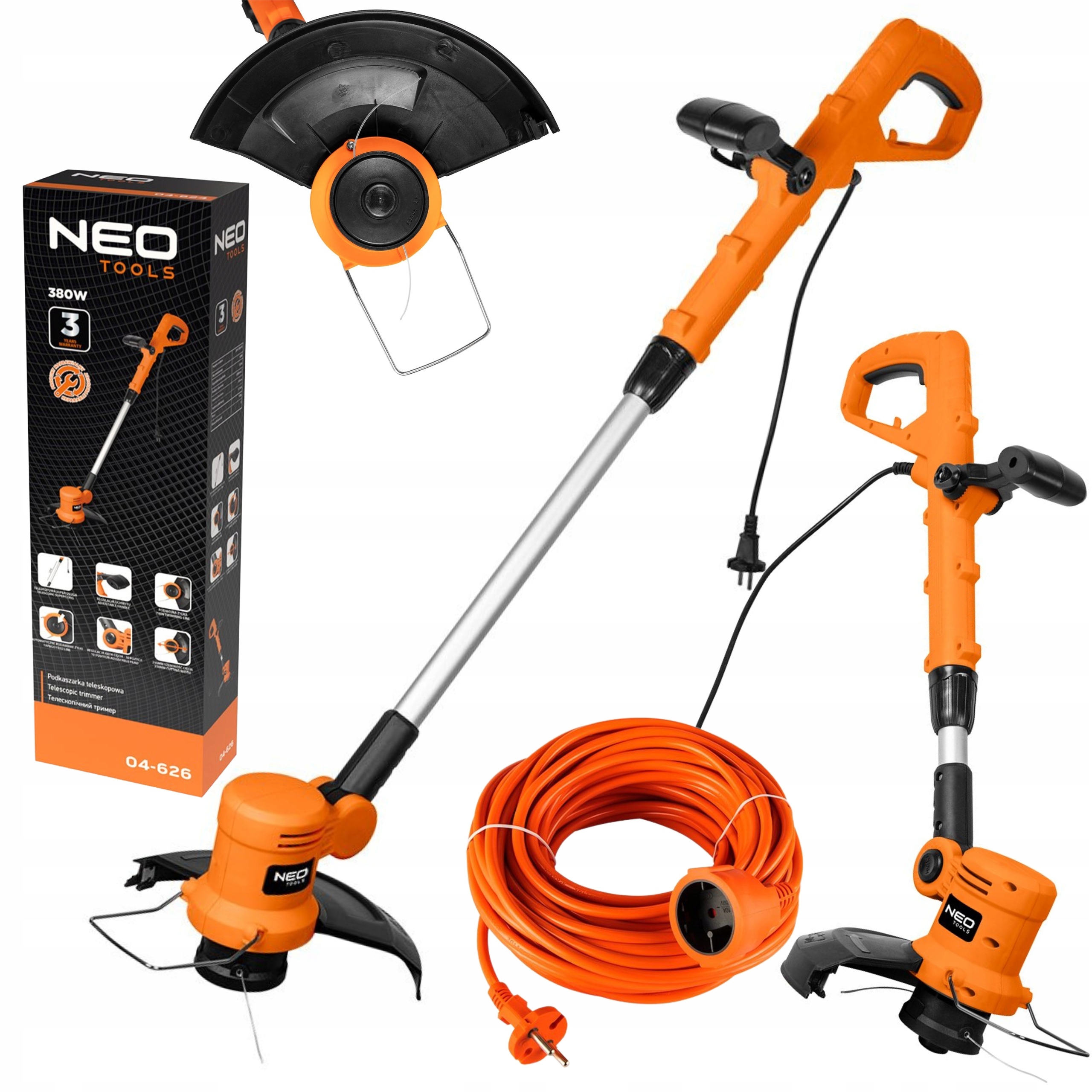 NEO PODKASZARKA 250mm TELESKOPOWA 380W OGRODOWA DO TRAWY ELEKTRYCZNA + PRZ