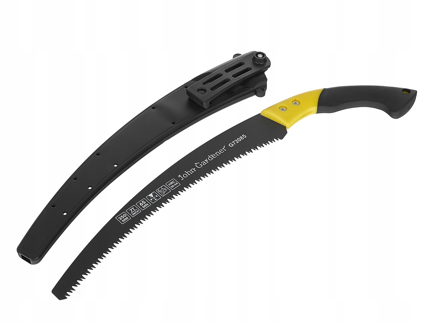 PIŁA RĘCZNA DO CIĘCIA DREWNA GAŁĘZI WYGIĘTA 35CM KABURA POWŁOKA PTFE 54HRC