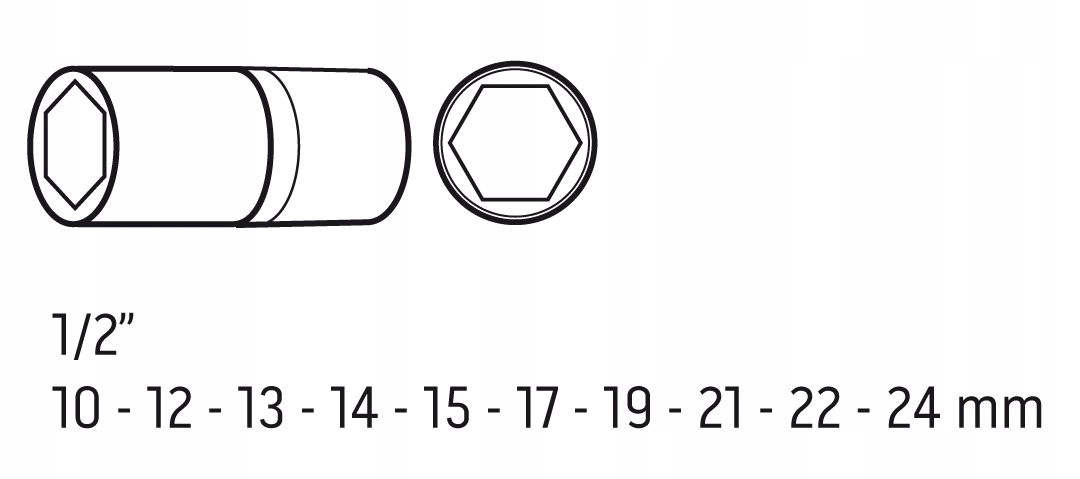 NEO NASADKI UDAROWE 1/2" 10-24MM 10SZT DŁUGIE W PLASTIKOWEJ KASECIE 12-107