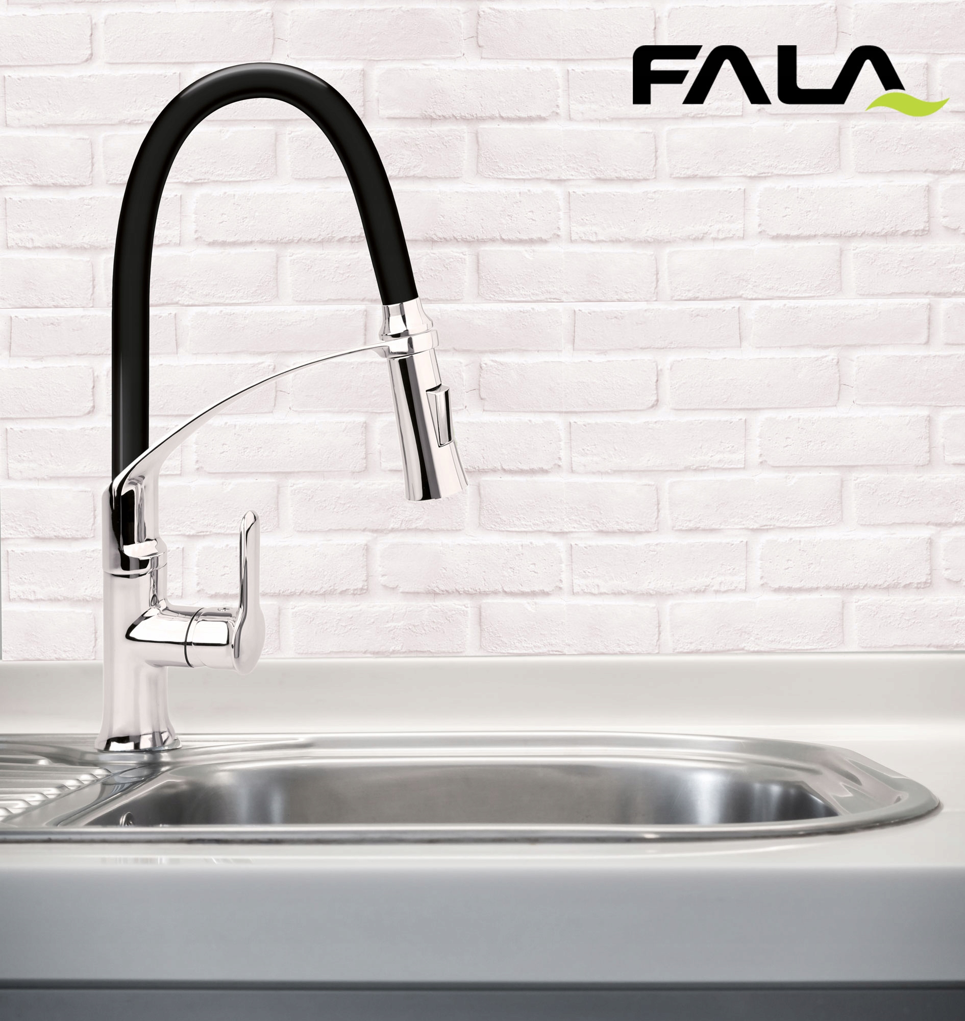 FALA BATERIA ZLEWOZMYWAKOWA Z ELASTYCZNĄ WYLEWKĄ FLEXIBLE 2-BLACK 75675