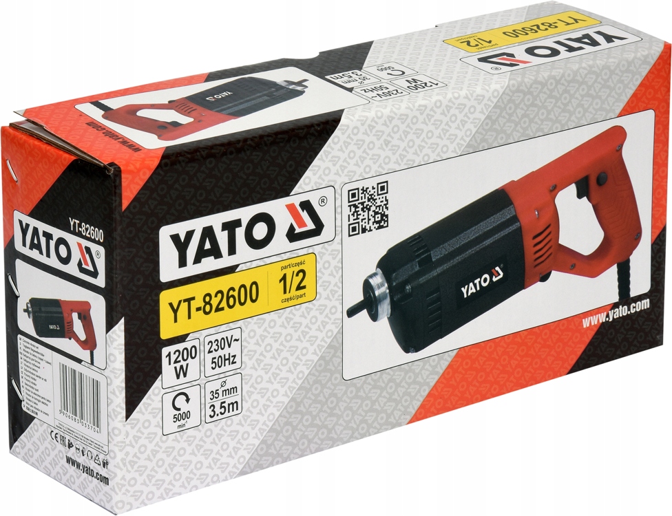 YATO WIBRATOR ZAGĘSZCZARKA DO BETONU 1200W + BUŁAWA DŁUGOŚĆ 3m YT-82600