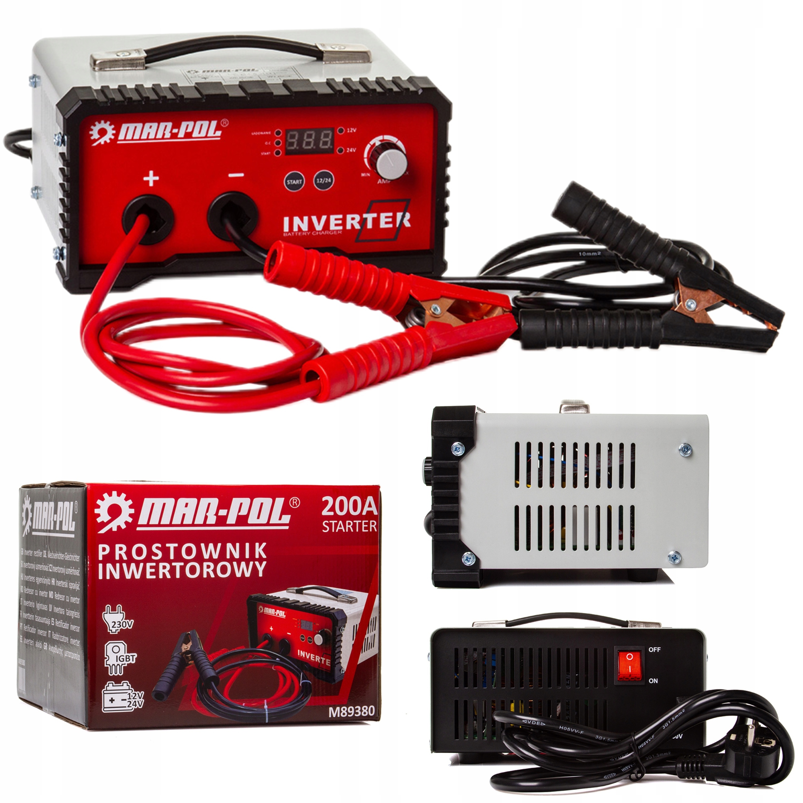 PROSTOWNIK INWERTOROWY 12V 24V ROZRUCH ŁADOWANIE AKUMULATORÓW 200A M89380