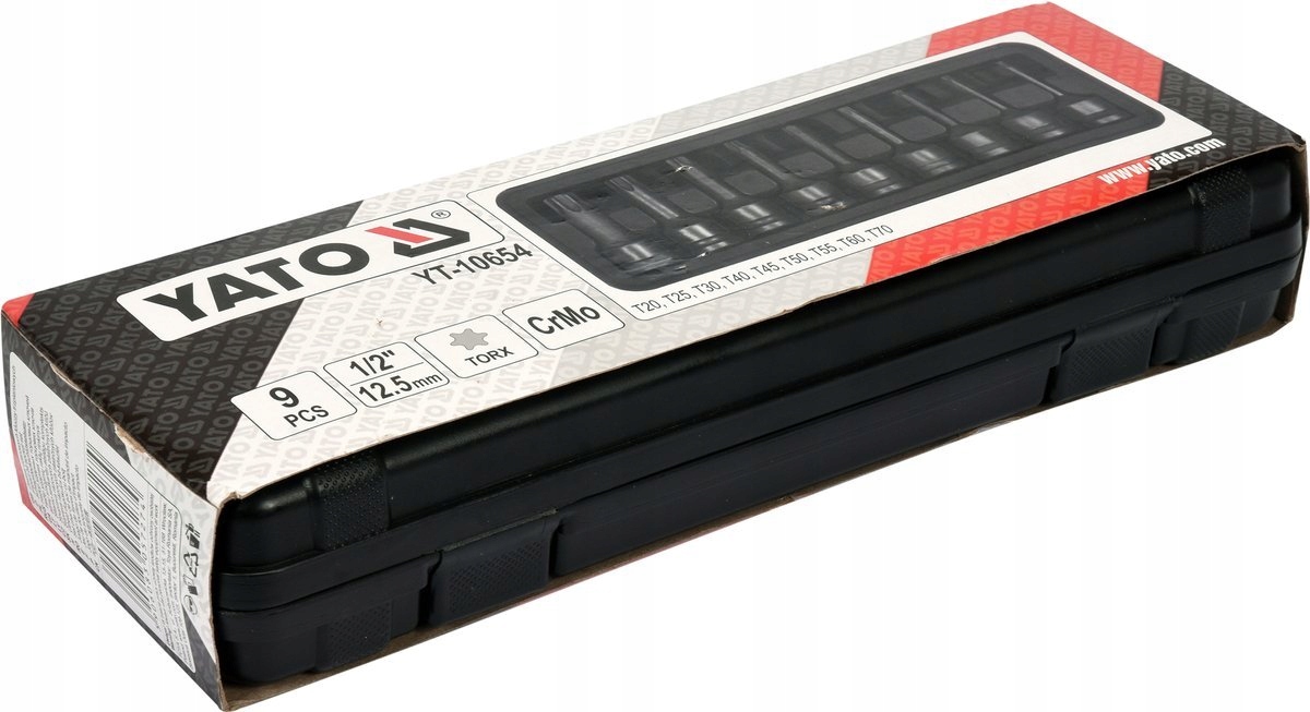 YATO ZESTAW KLUCZE TRZPIENIOWE TORX 1/2" NASADKI UDAROWE WALIZKA YT-10654
