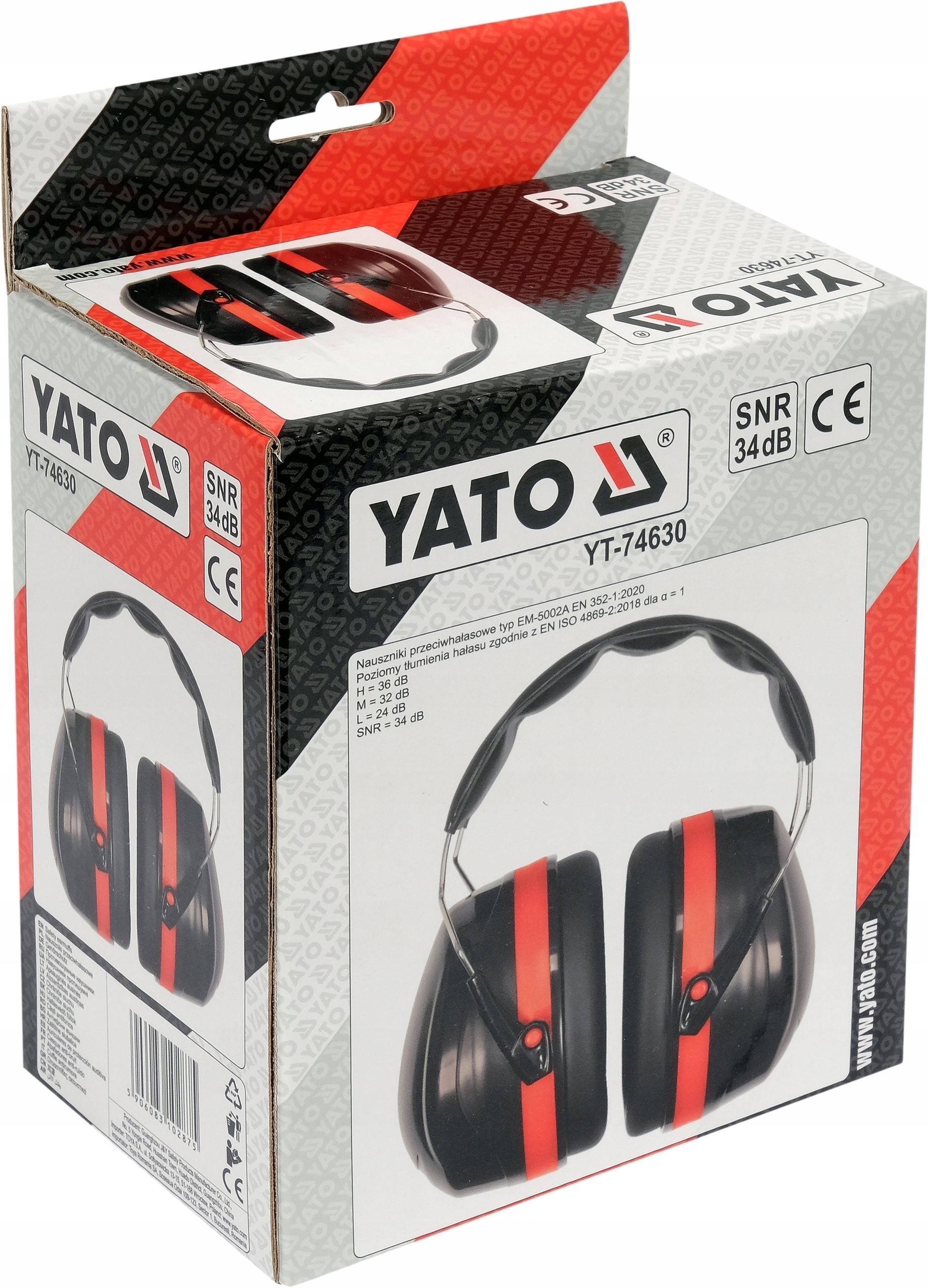 YATO NAUSZNIKI TŁUMIĄ HAŁAS OCHRONNE ROBOCZE PRZECIWHAŁASOWE 34DB YT-74630