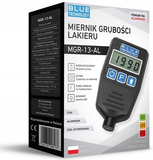 MIERNIK CZUJNIK TESTER GRUBOŚCI LAKIERU MGR 13-AL