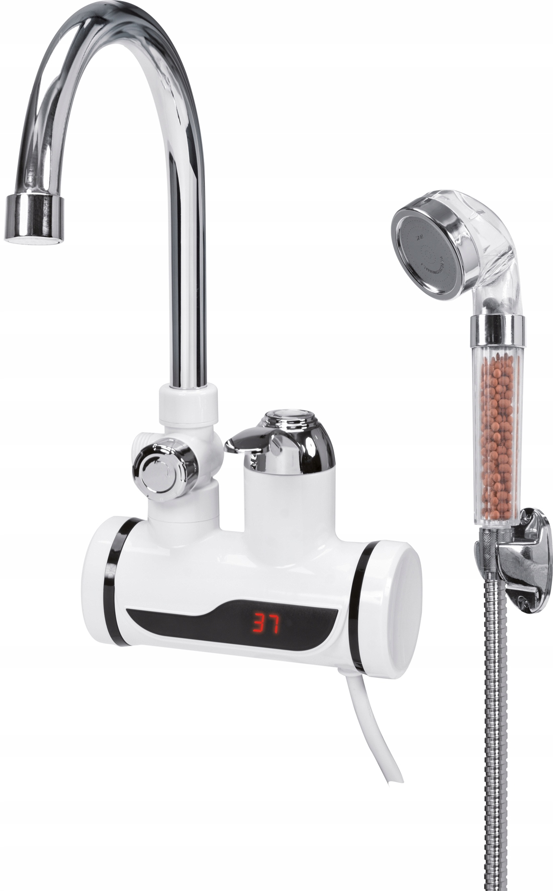 PODGRZEWACZ Z BATERIĄ ŚCIENNĄ Z ZESTAWEM NATRYSKOWYM ŚCIENNY 3000W LCD