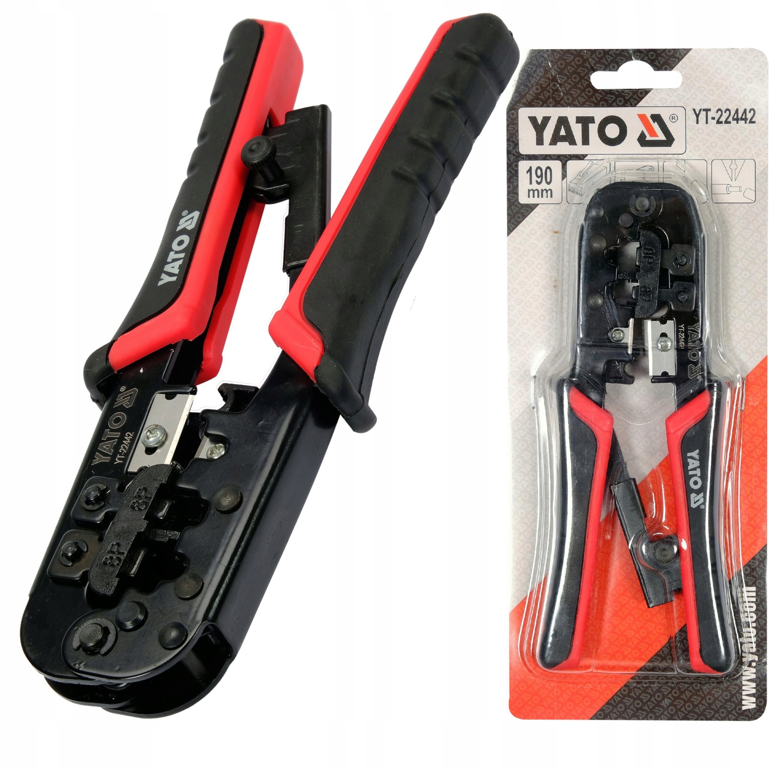 YATO SZCZYPCE DO ZACISKANIA WTYCZEK RJ45 RJ11 ZACISKARKA KOŃCÓWEK YT-22442