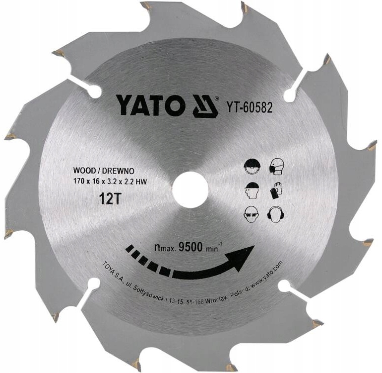 YATO TARCZA WIDIOWA DO DREWNA I M. DREWNOPOCHODNYCH 170X12TX16MM YT-60582