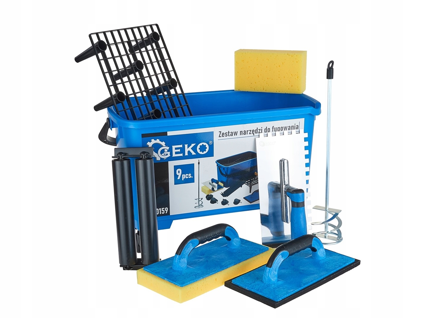 GEKO ZESTAW GLAZURNICZY DO FUGOWANIA 9EL. WIADRO PACKI ROLKI KRATKA G30159