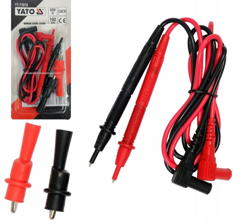 YATO SONDY POMIAROWYCH Z KROKODYLKAMI DO MIERNIKÓW max 10A 600V YT-73078
