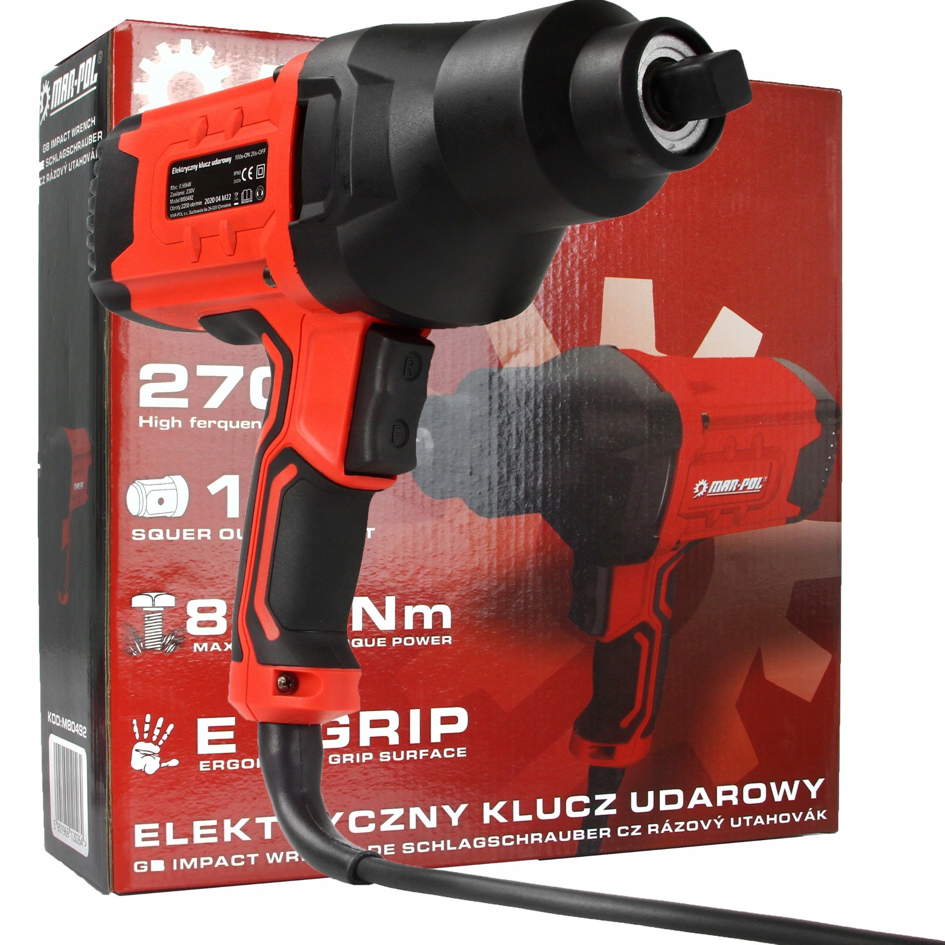 KLUCZ ELEKTRYCZNY DO KÓŁ 950W 850Nm 1/2" MOCNY KLUCZ UDAROWY DUŻY MONTAŻOWY