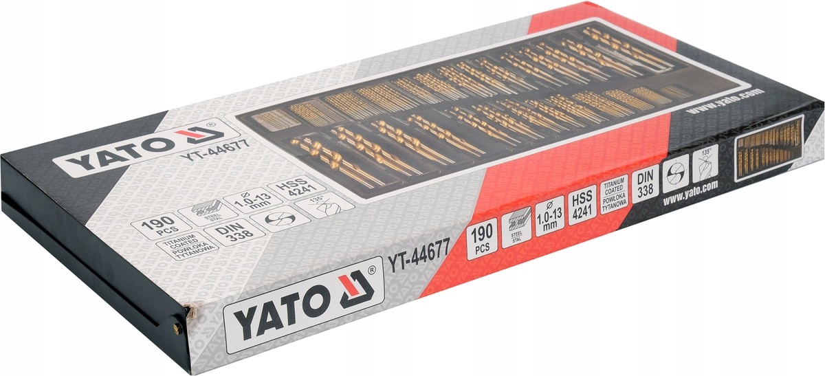 YATO ZESTAW WIERTEŁ STALOWYCH DO METALU 190 SZTUK SZYBKOTNĄCE 1-13MM