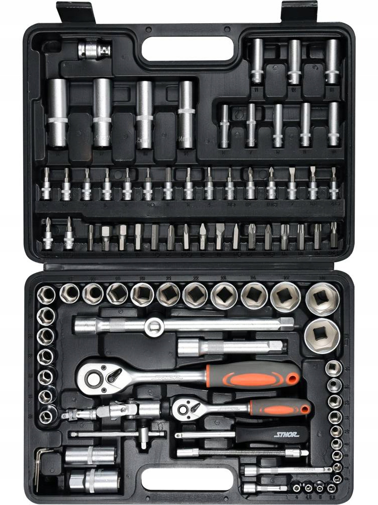 STHOR ZESTAW KLUCZY NASADOWYCH NARZĘDZI 94szt 1/4'' 1/2'' KLUCZE BITY TORX