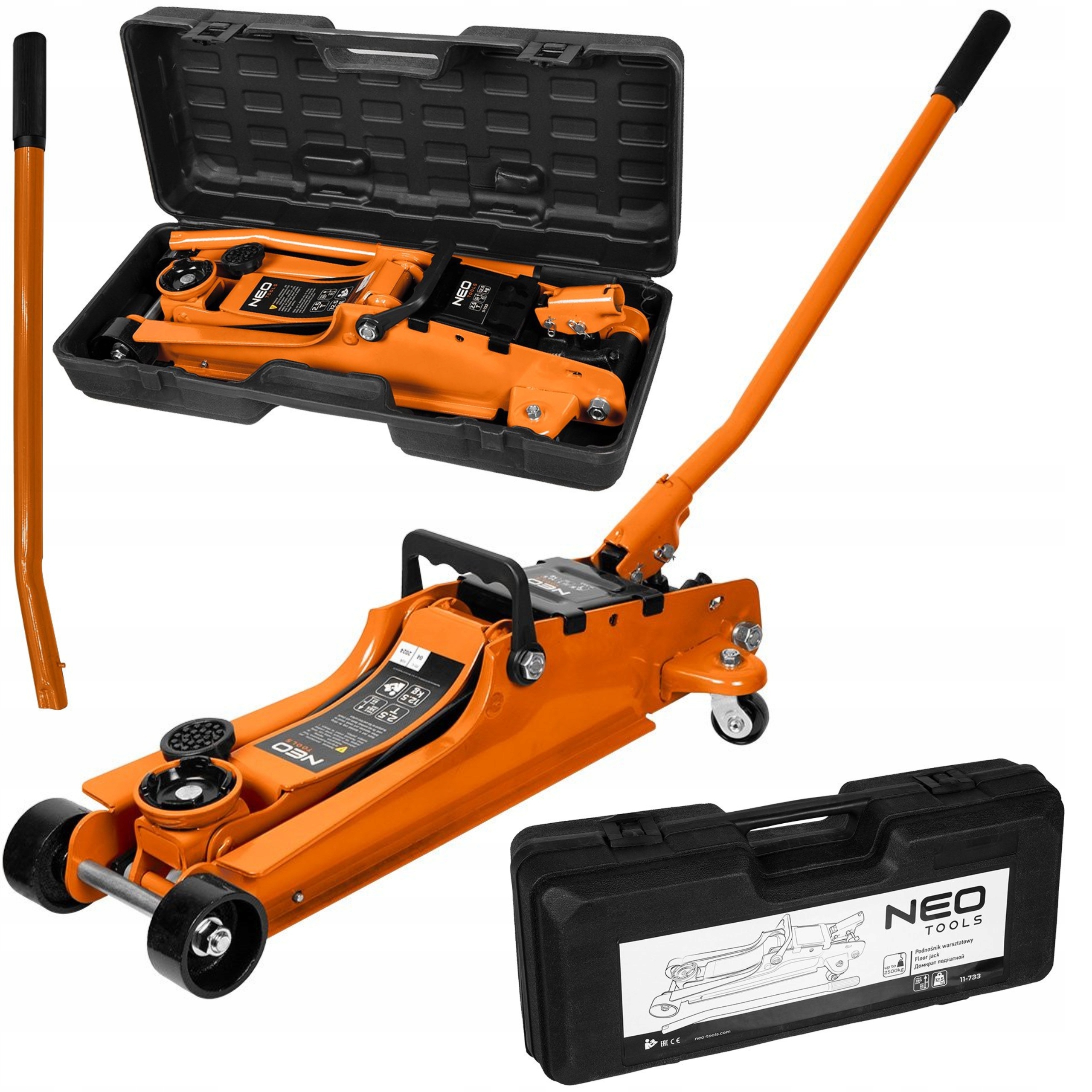 NEO PODNOŚNIK WARSZTATOWY 2.5t NISKOPROFILOWY ŻABA 85-385mm LEWAREK 11-733