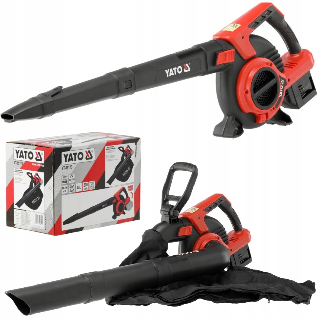 YATO DMUCHAWA ODKURZACZ DO LIŚCI 36V AKUMULATOROWA 2x18V KORPUS BEZ BATERII