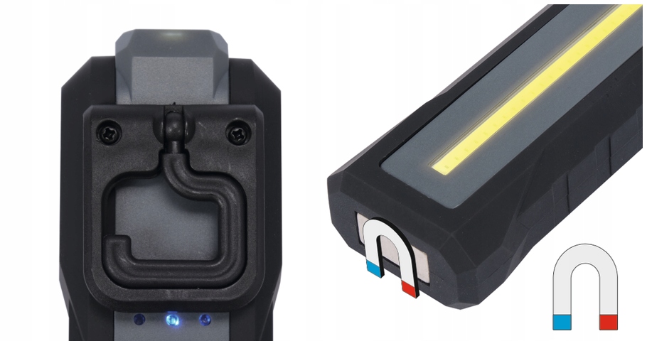 LAMPA LATARKA AKUMULATOROWA LED WARSZTATOWA 3w1 300LM USB HAK MAGNES 82732