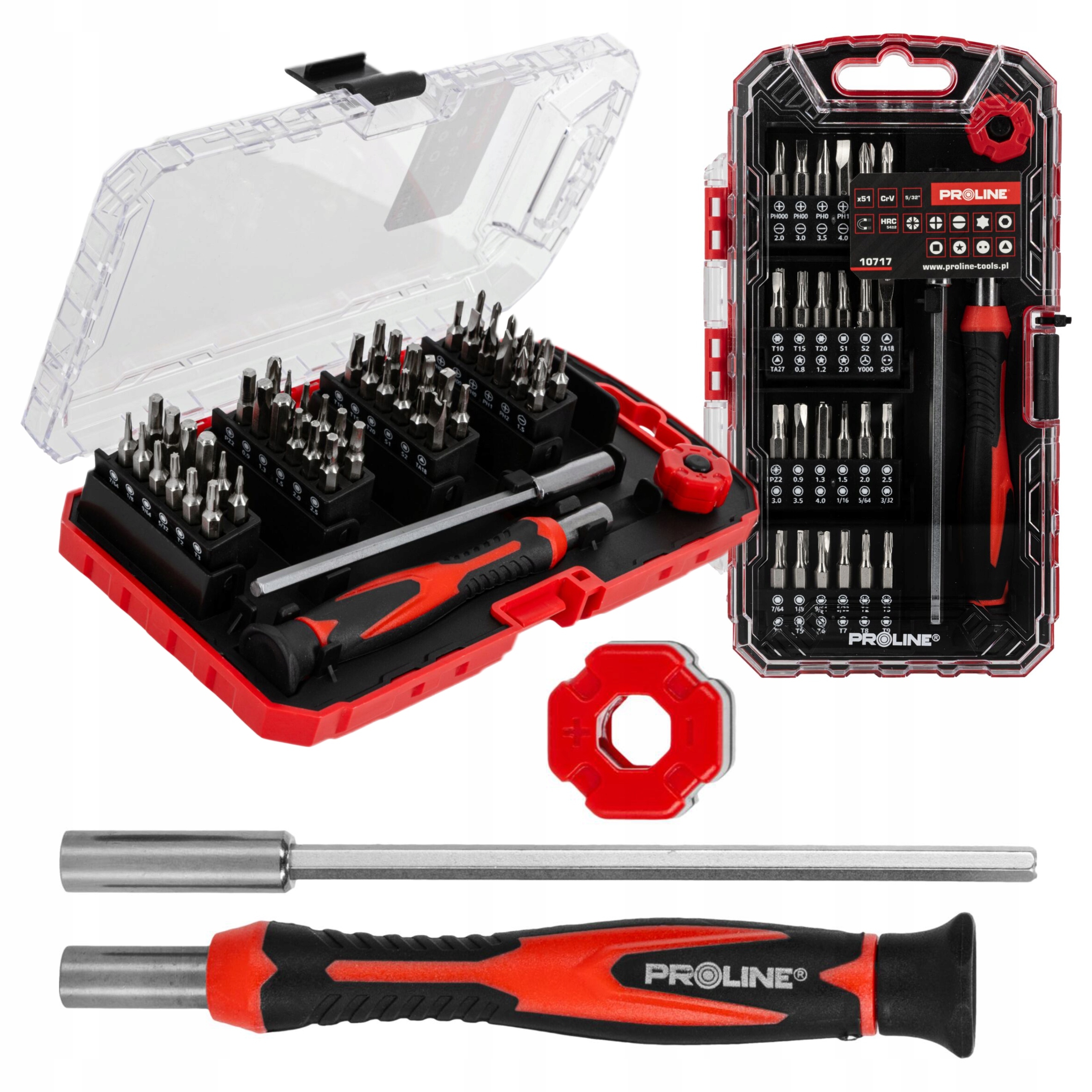 ZESTAW KOŃCÓWEK PRECYZYJNYCH Z UCHWYTEM 51 SZTUK WALIZKA PROLINE 10717