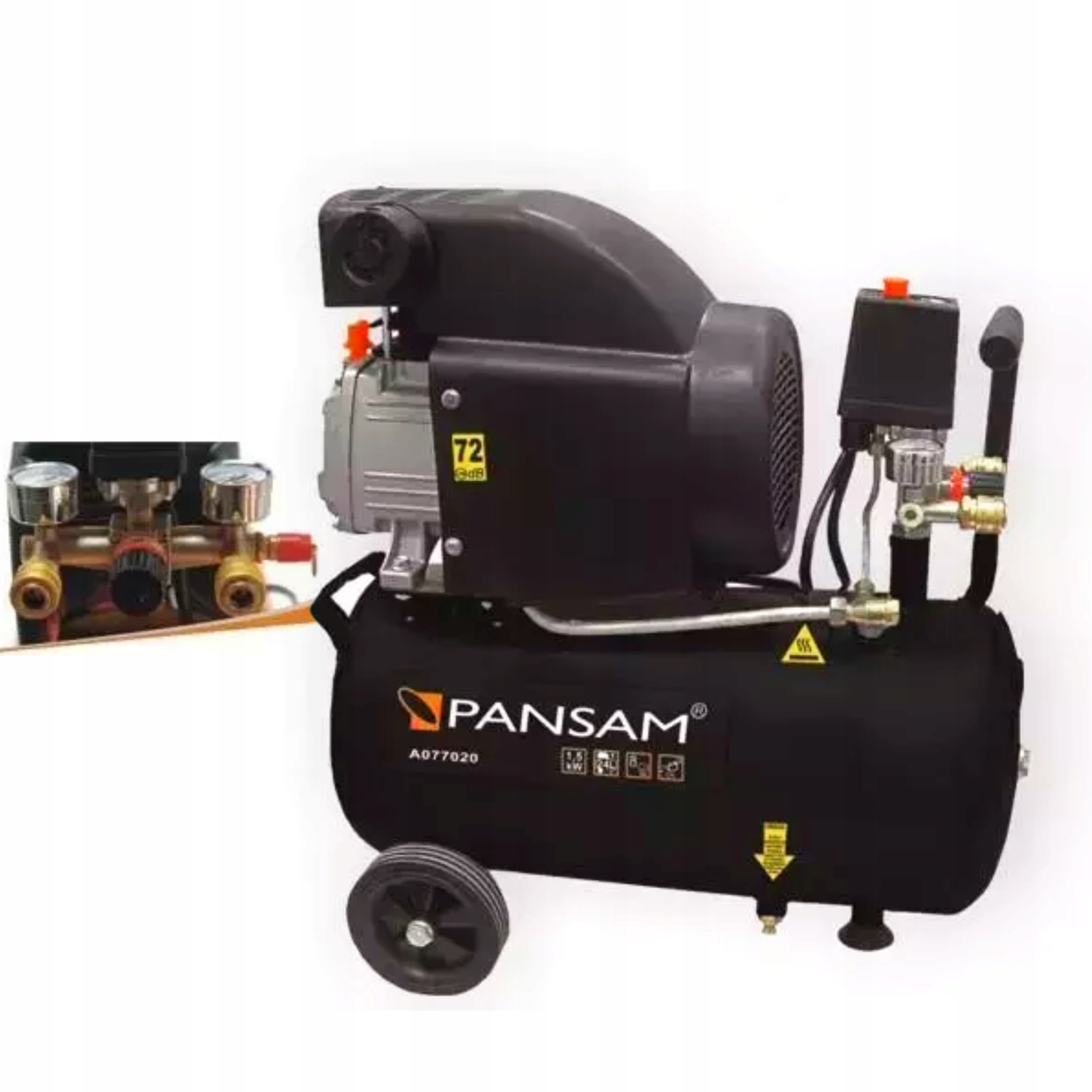 PANSAM SPRĘŻARKA KOMPRESOR OLEJOWY 24L JEDNOCYLINDROWY SILNIK 8BAR A077020