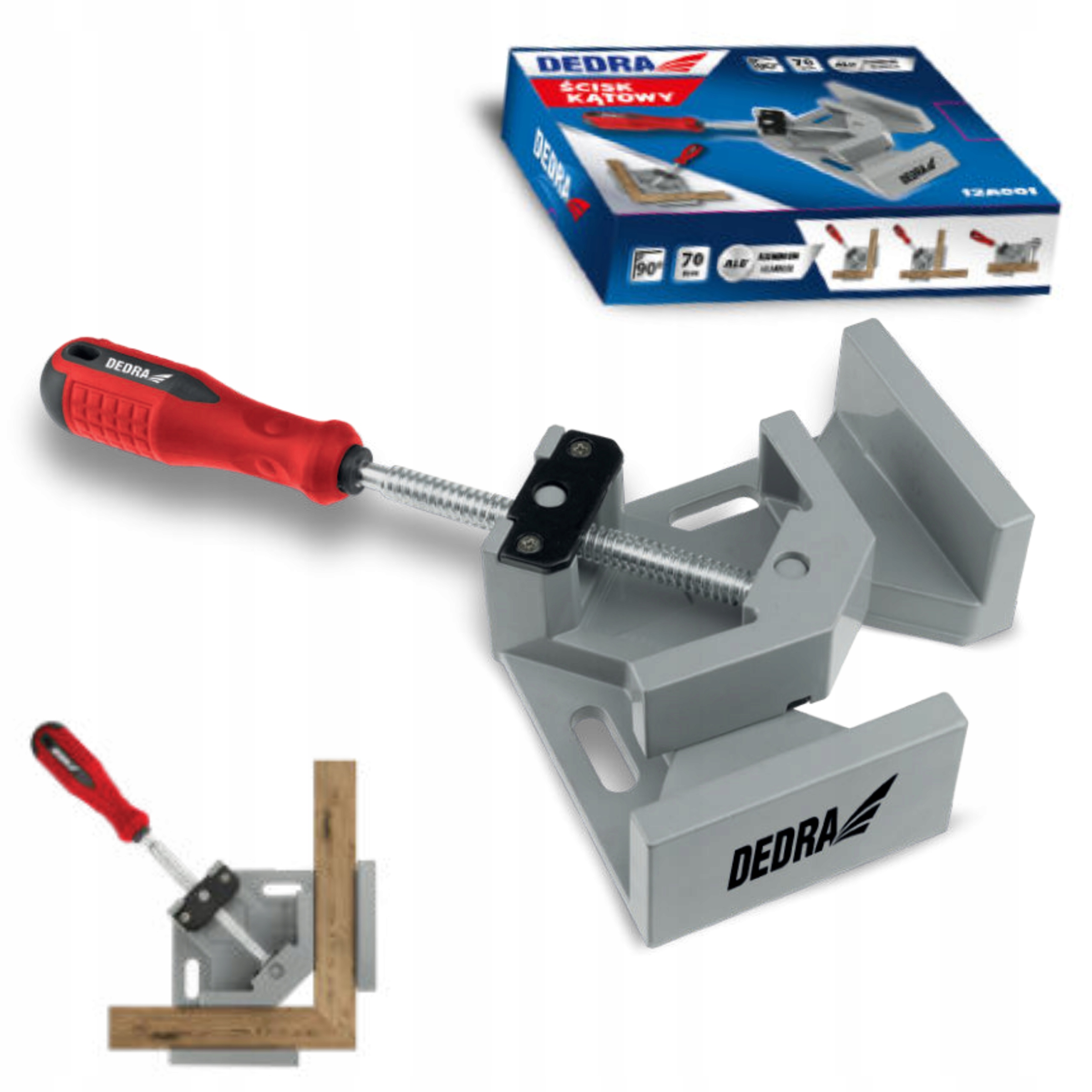 DEDRA ŚCISK STOLARSKI KĄTOWY IMADŁO NAROŻNE WEWNĘTRZNY 100X70MM 12A001