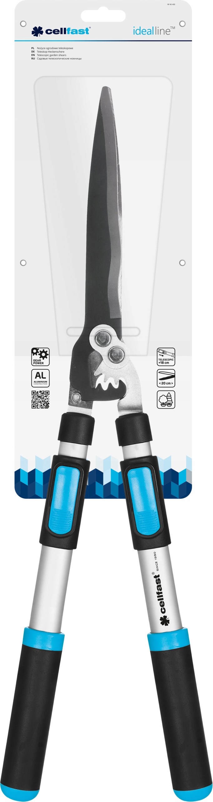 CELLFAST TELESKOPOWE NOŻYCE OGRODOWE DO ŻYWOPŁOTU PROSTE IDEAL 40-400 20cm