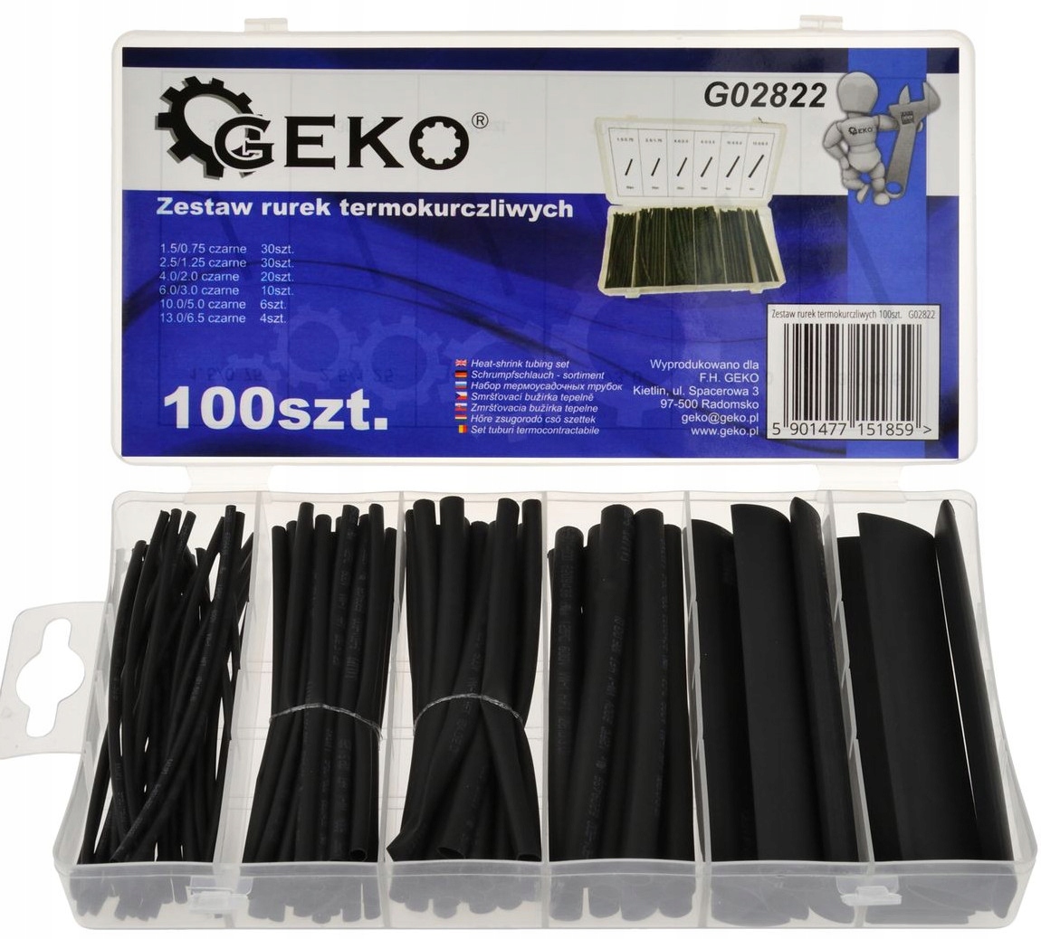 ZESTAW RUREK KOSZULKI TERMOKURCZLIWE 100SZT CZARNE