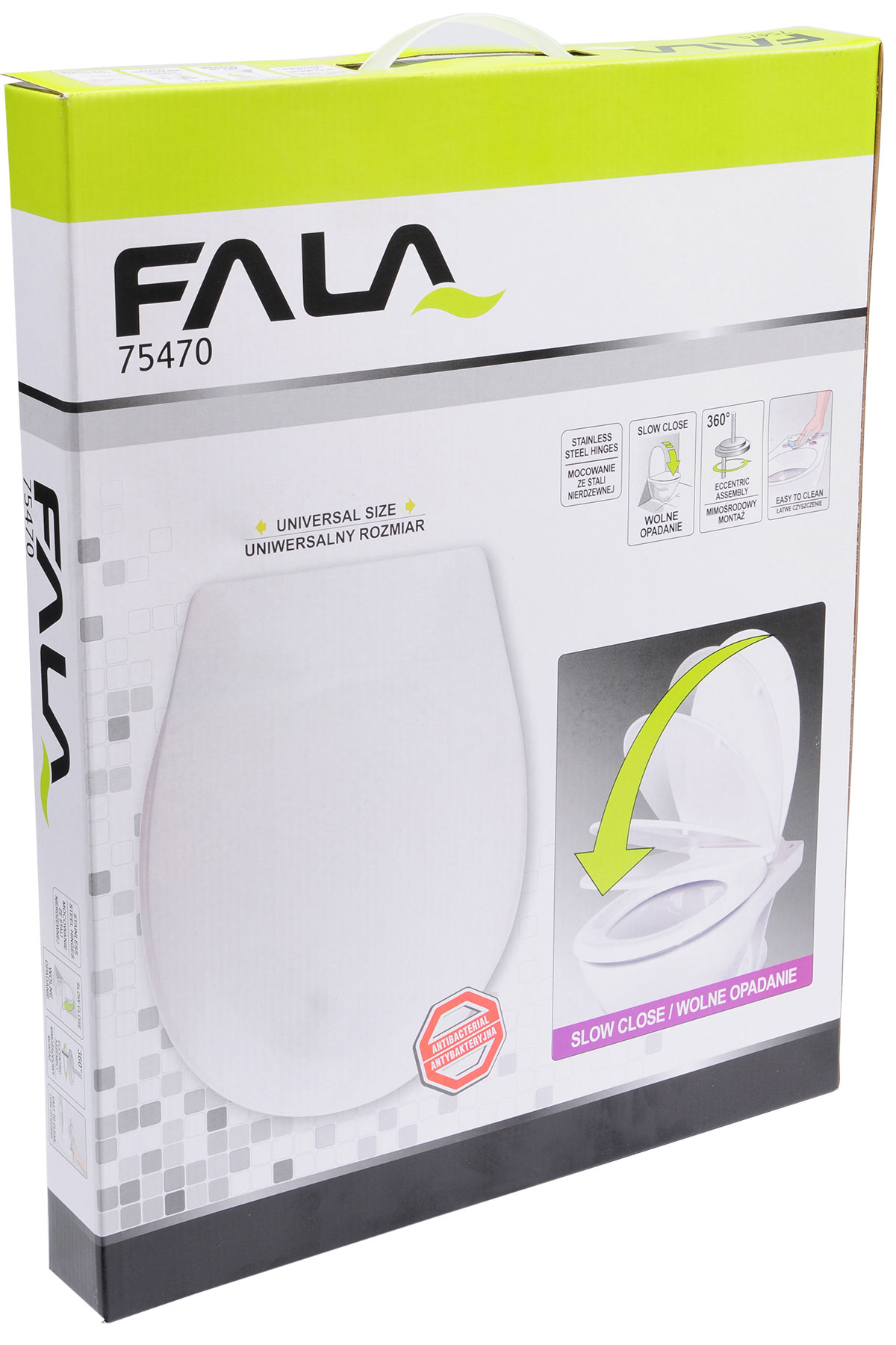 FALA DESKA DO WC WOLNOOPADAJĄCA SEDESOWA TWARDA WYPINANE ZAWIASY FALA 75470